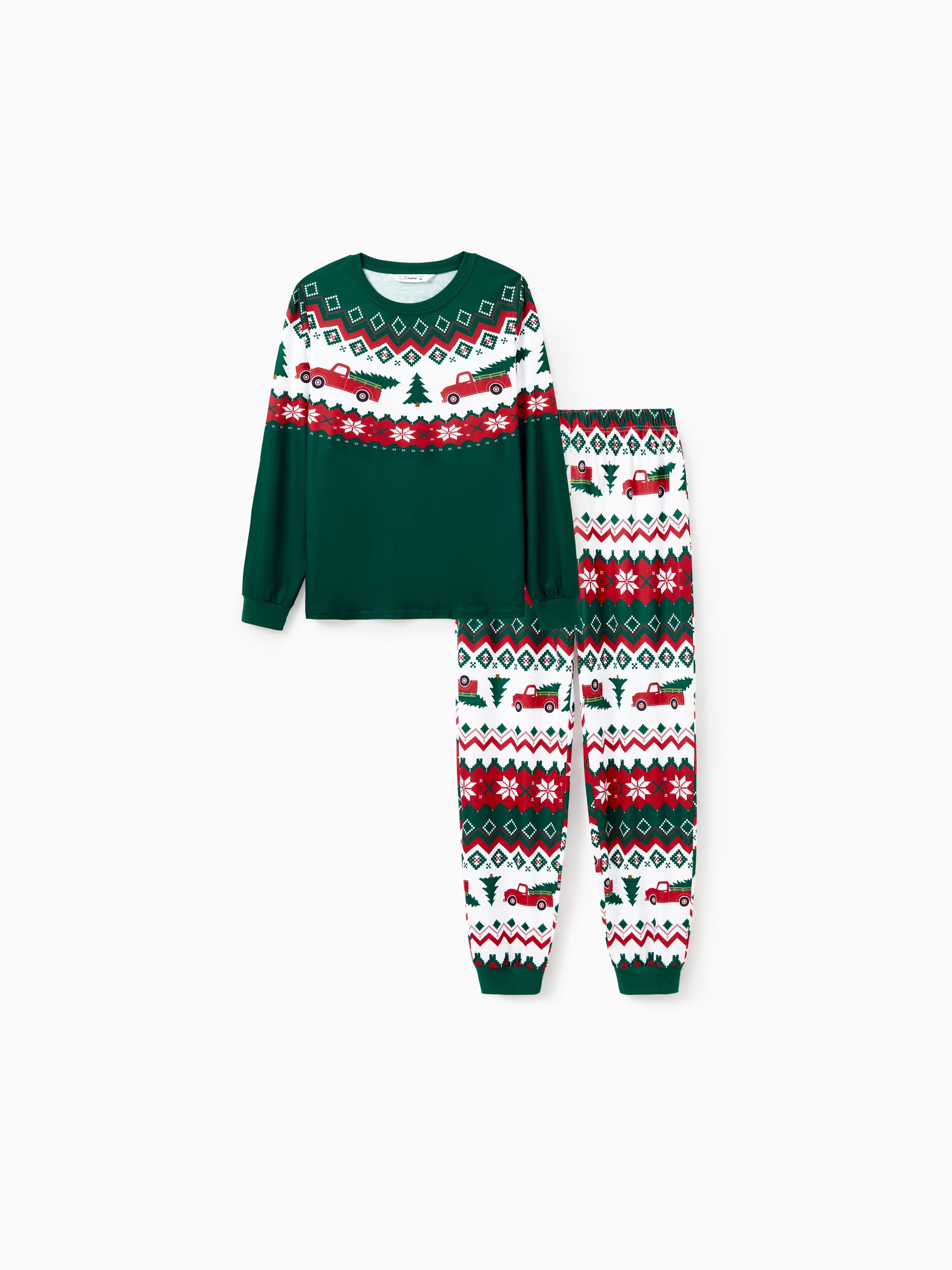 

Green Christmas Tree Pajamas Matching Family Outfits (Long Sleeves)