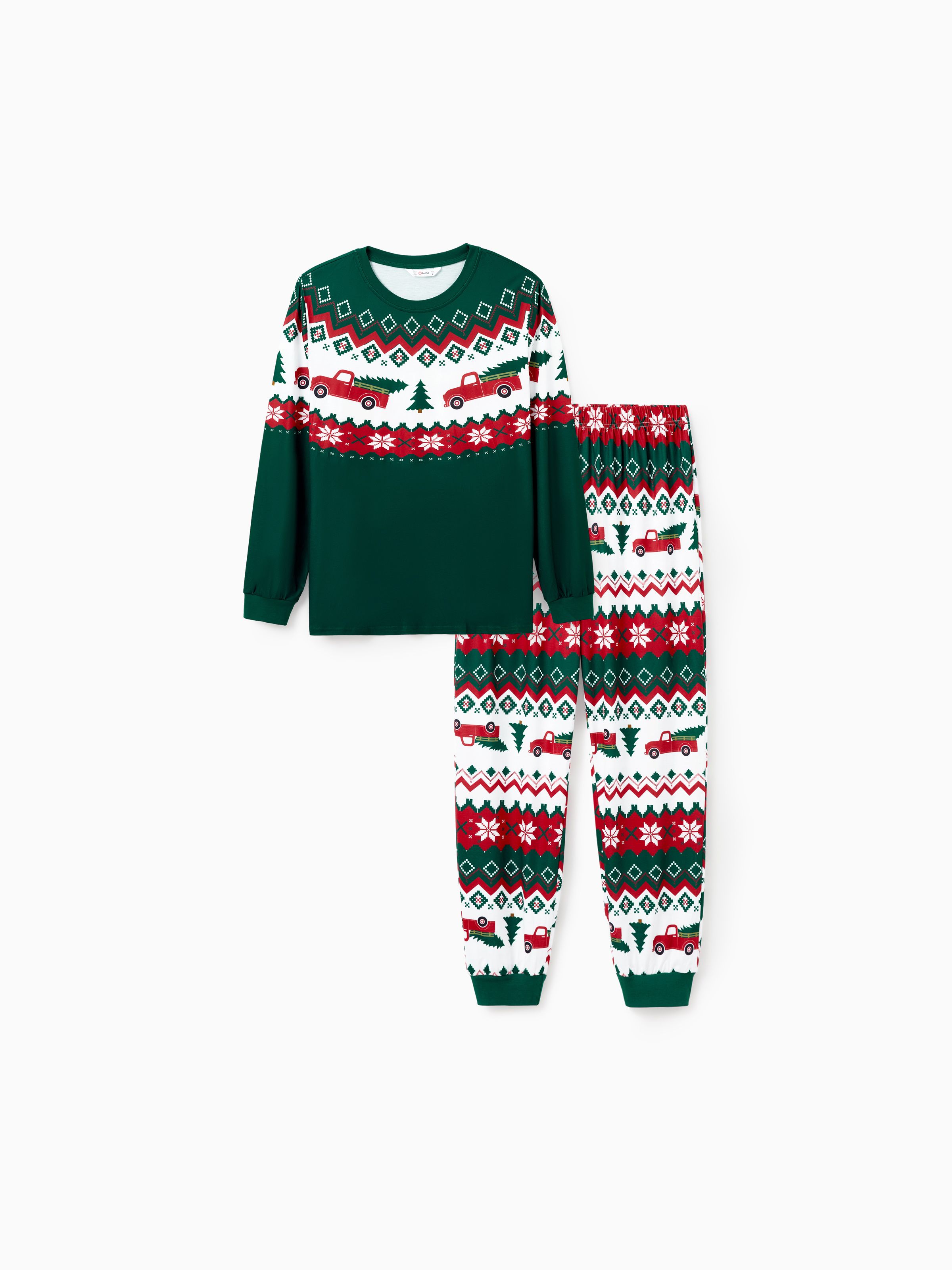 

Green Christmas Tree Pajamas Matching Family Outfits (Long Sleeves)