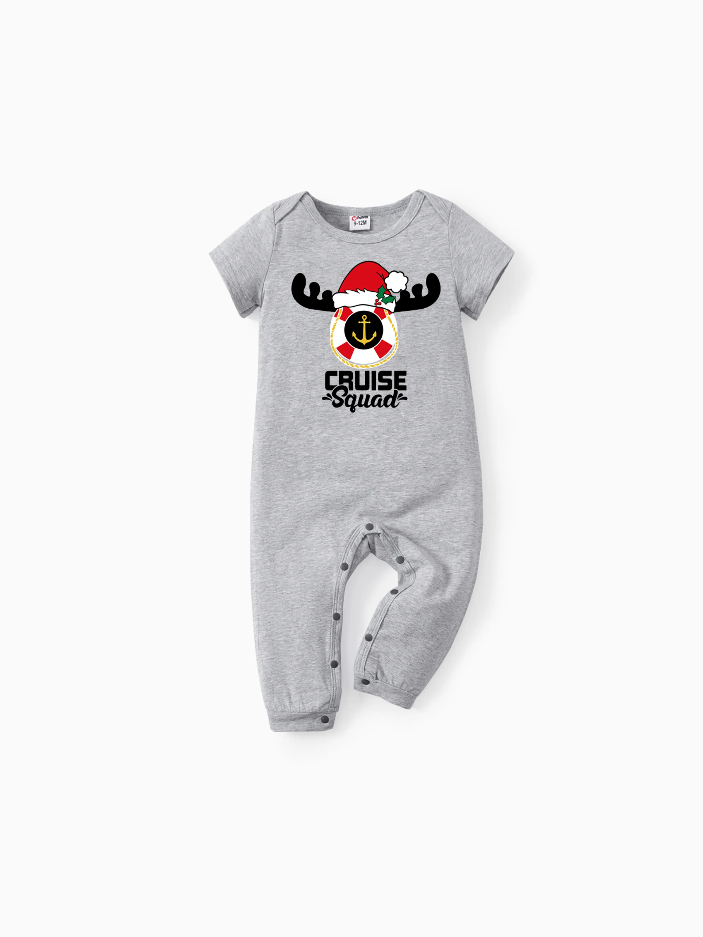 

Christmas Tee Cruise Squad Reindeer Pattern Tops/Romper (Short Sleeves)