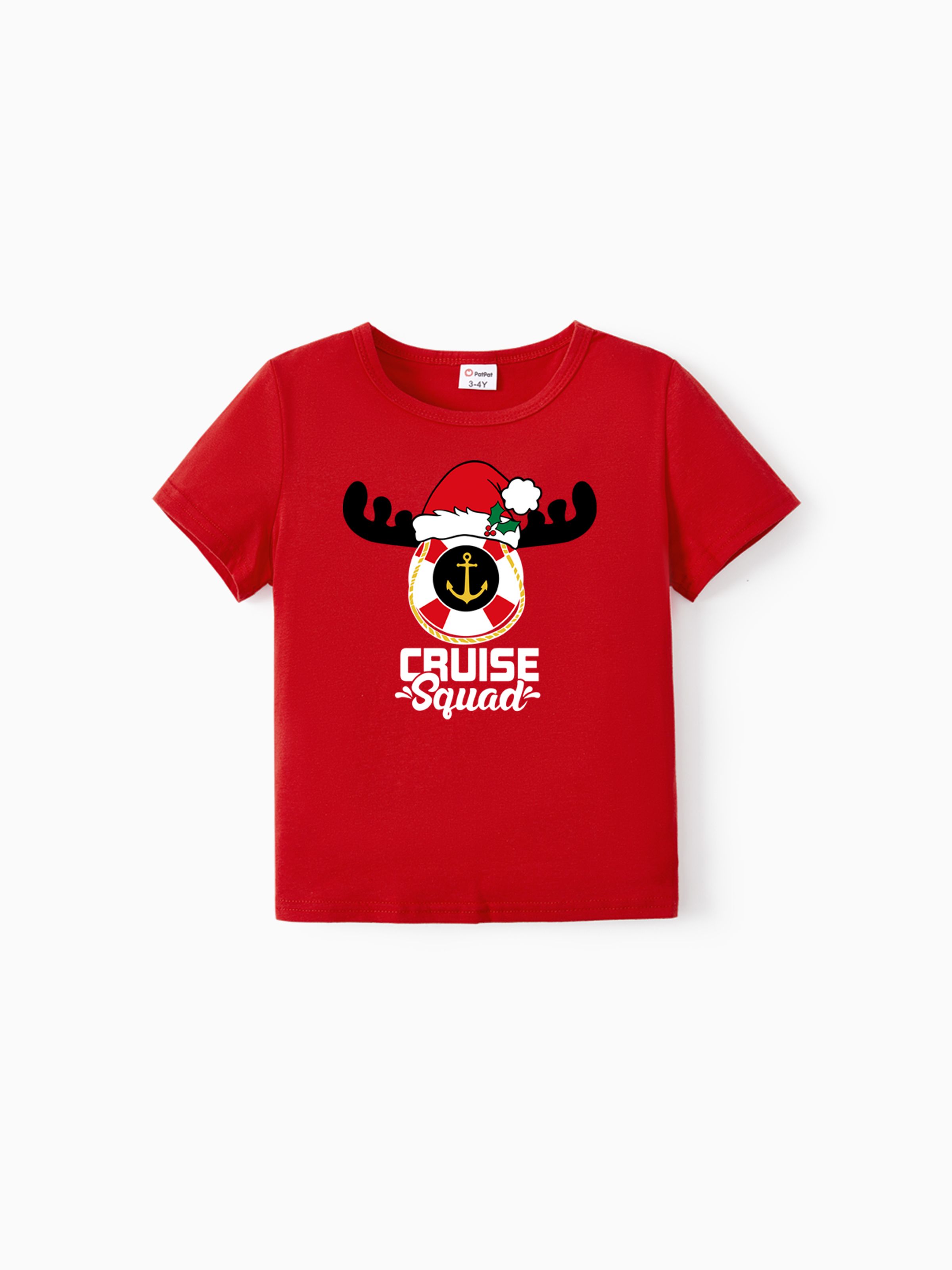 

Christmas Tee Cruise Squad Reindeer Pattern Tops/Romper (Short Sleeves)