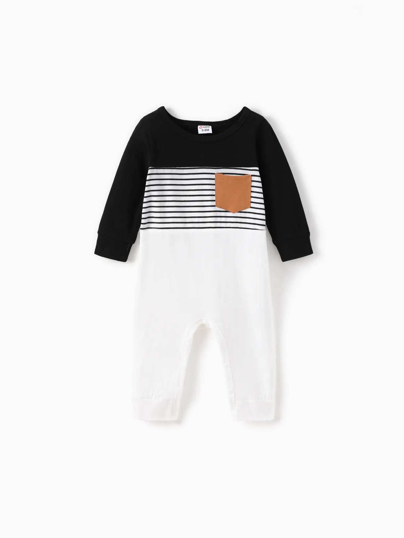 

Baby Boy/Girl 95% Cotton Long-sleeve Striped Colorblock Jumpsuit