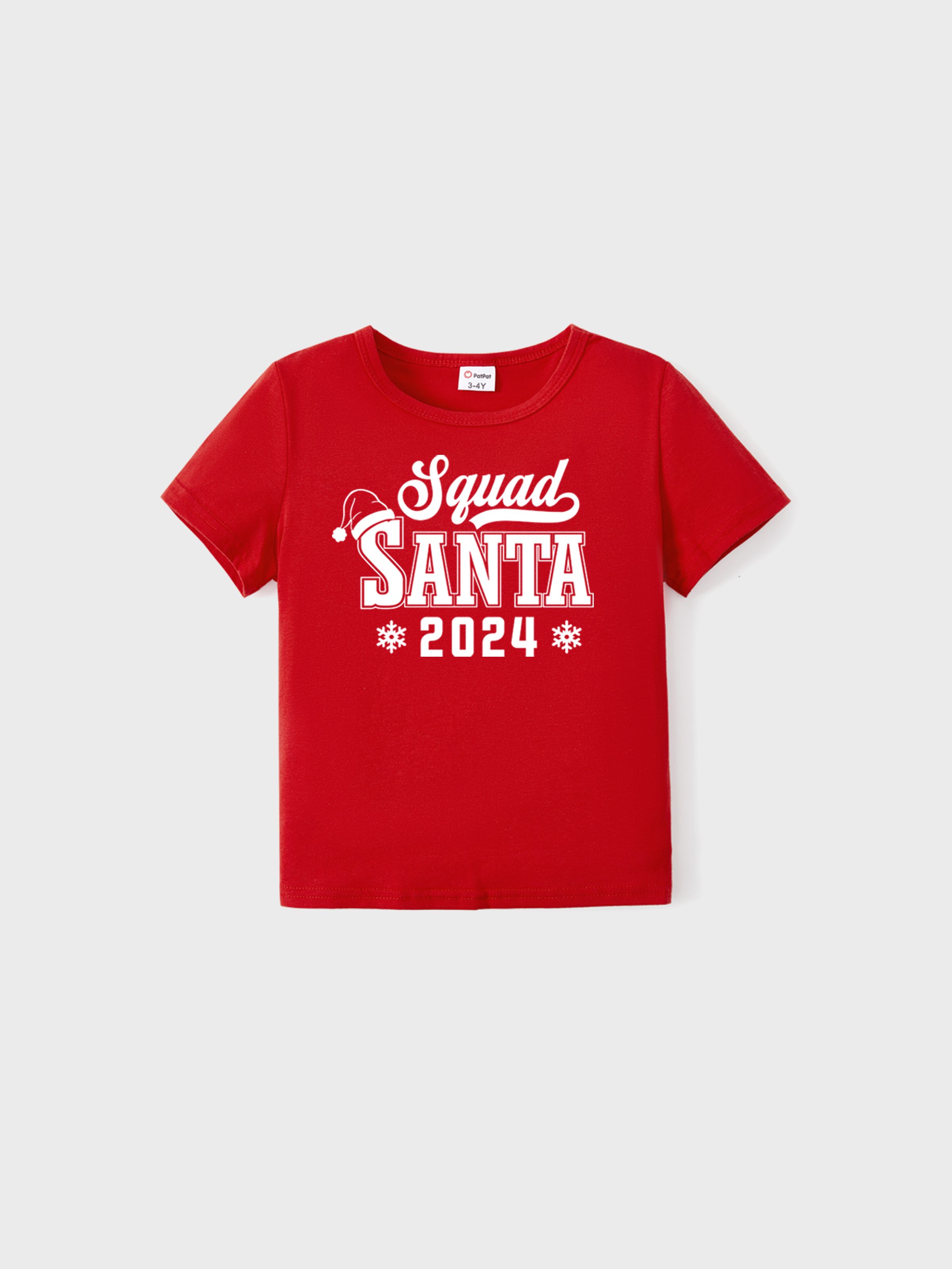 

Christmas Cotton Tops Family Look Squad Santa 2024 Printed Short Sleeves Tee