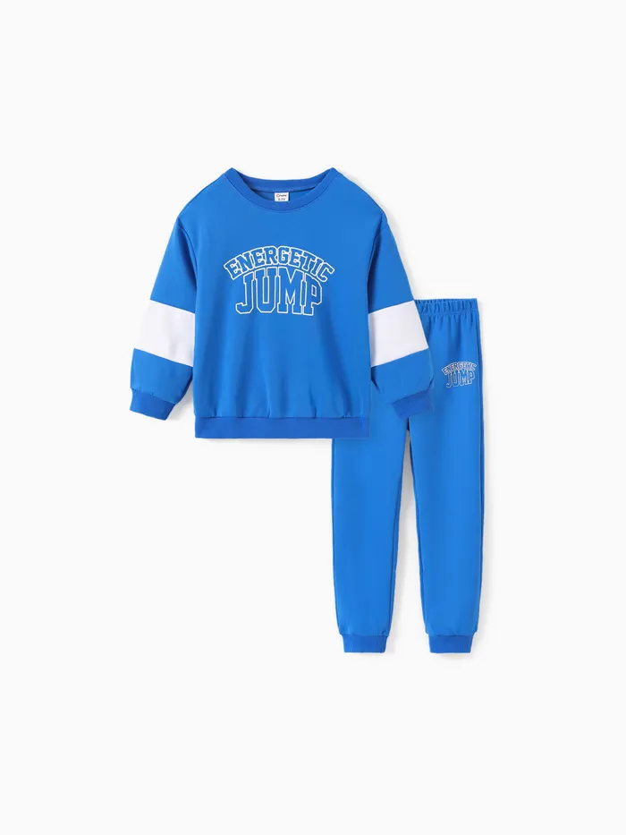 2pcs Kid Boy Letters Print Long-sleeve Sweatshirt and Pants Set