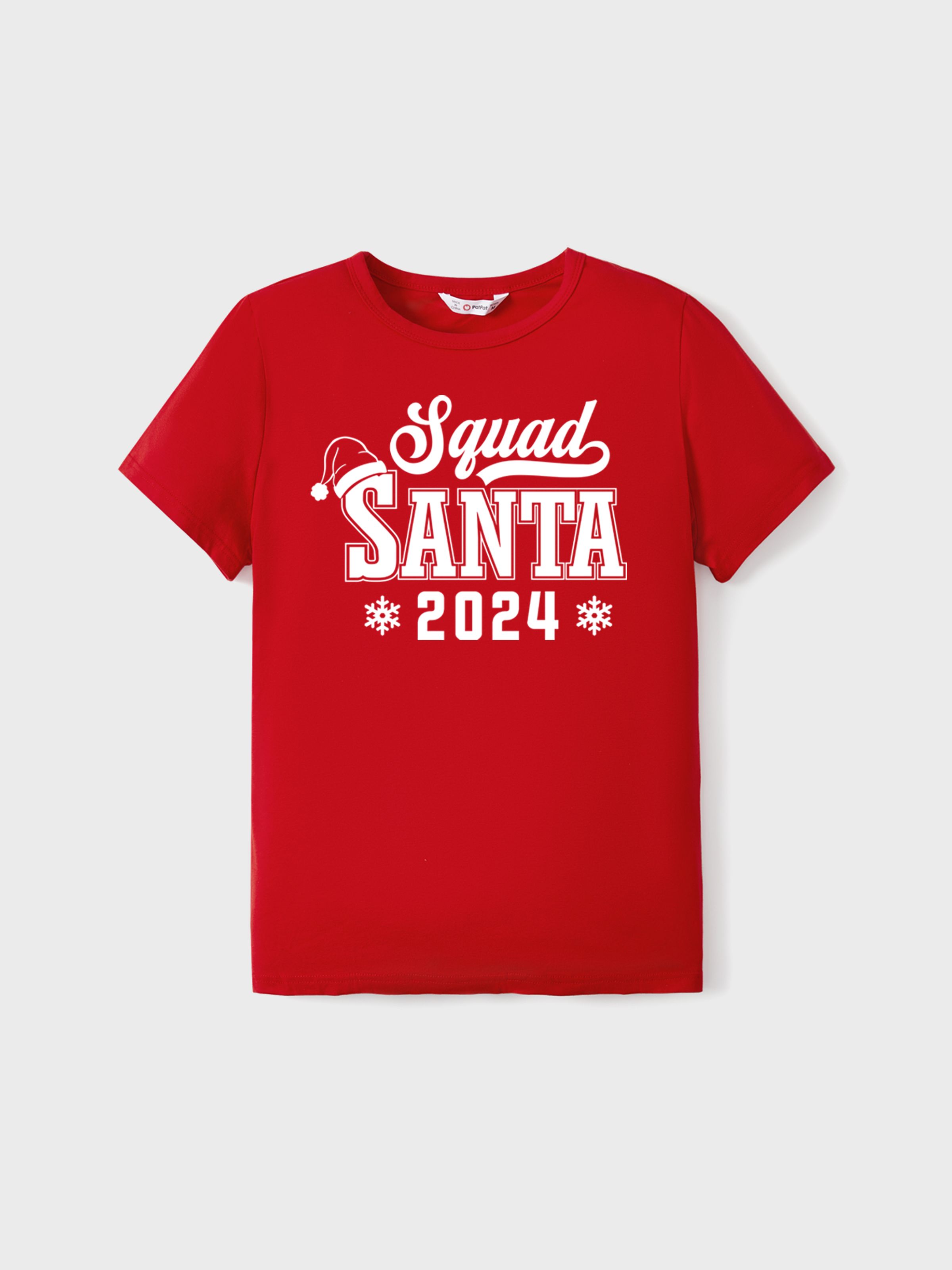 

Christmas Cotton Tops Family Look Squad Santa 2024 Printed Short Sleeves Tee