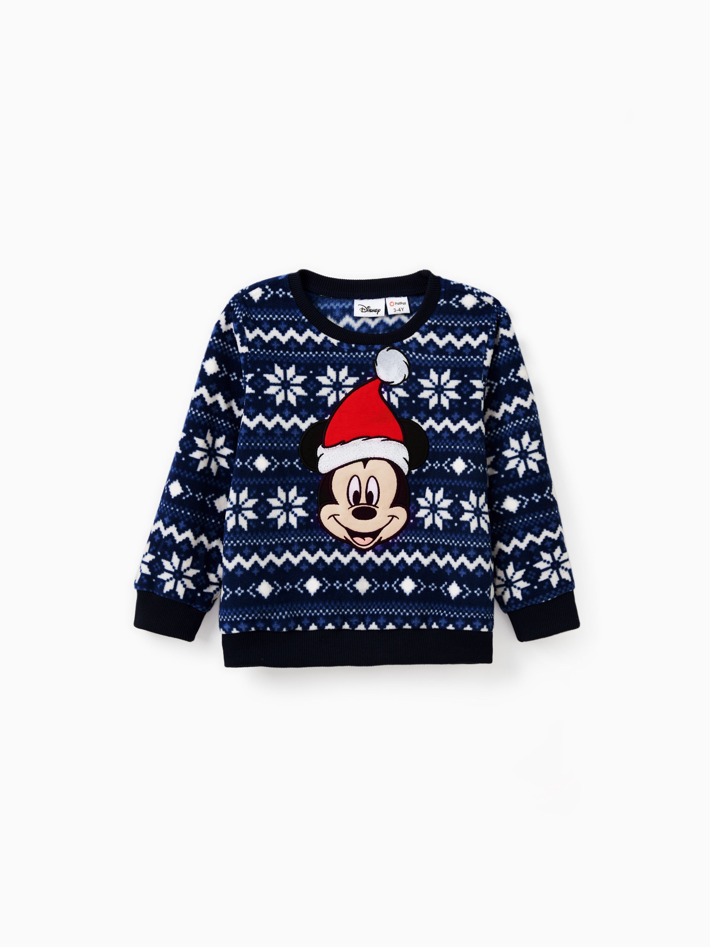 

Disney Mickey and Friends Christmas Family Matching Snowflake Character Print Plush Crew Neck Sweatshirt