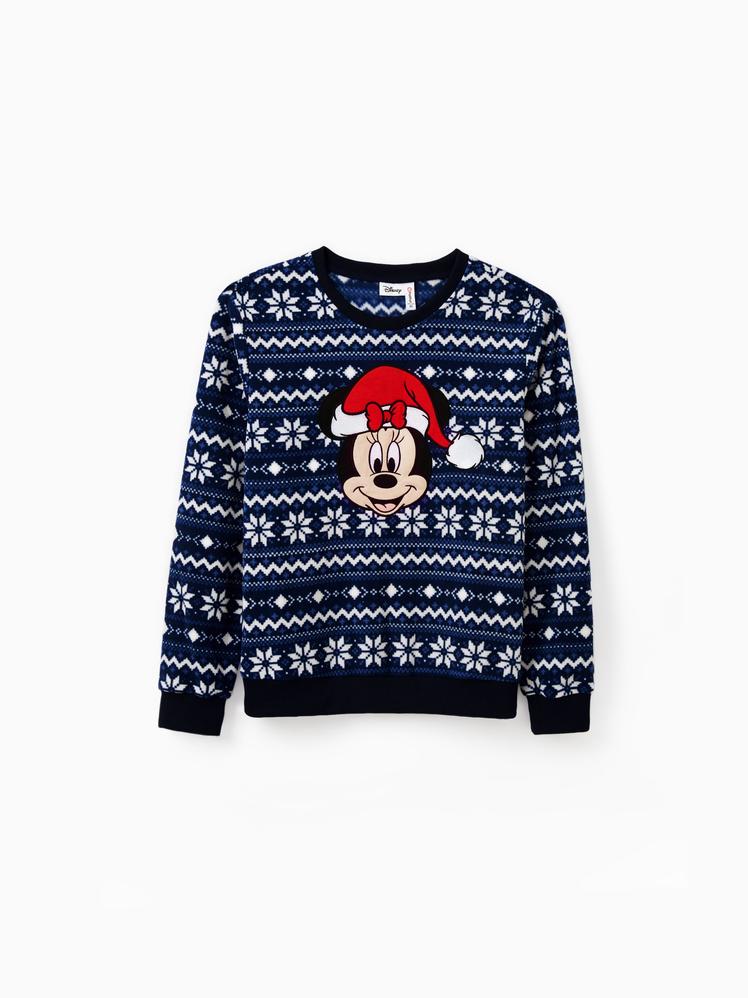 

Disney Mickey and Friends Christmas Family Matching Snowflake Character Print Plush Crew Neck Sweatshirt