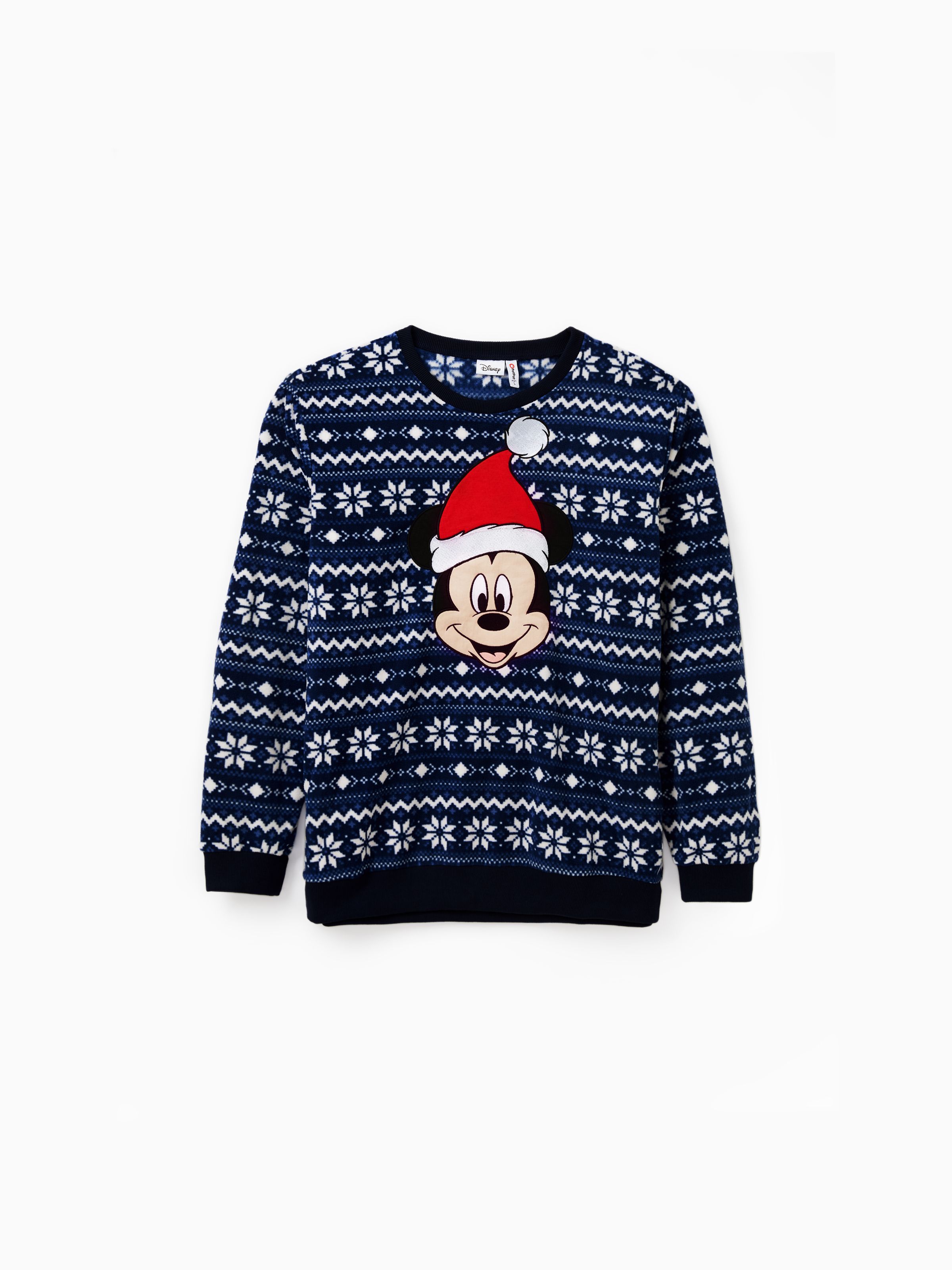 

Disney Mickey and Friends Christmas Family Matching Snowflake Character Print Plush Crew Neck Sweatshirt