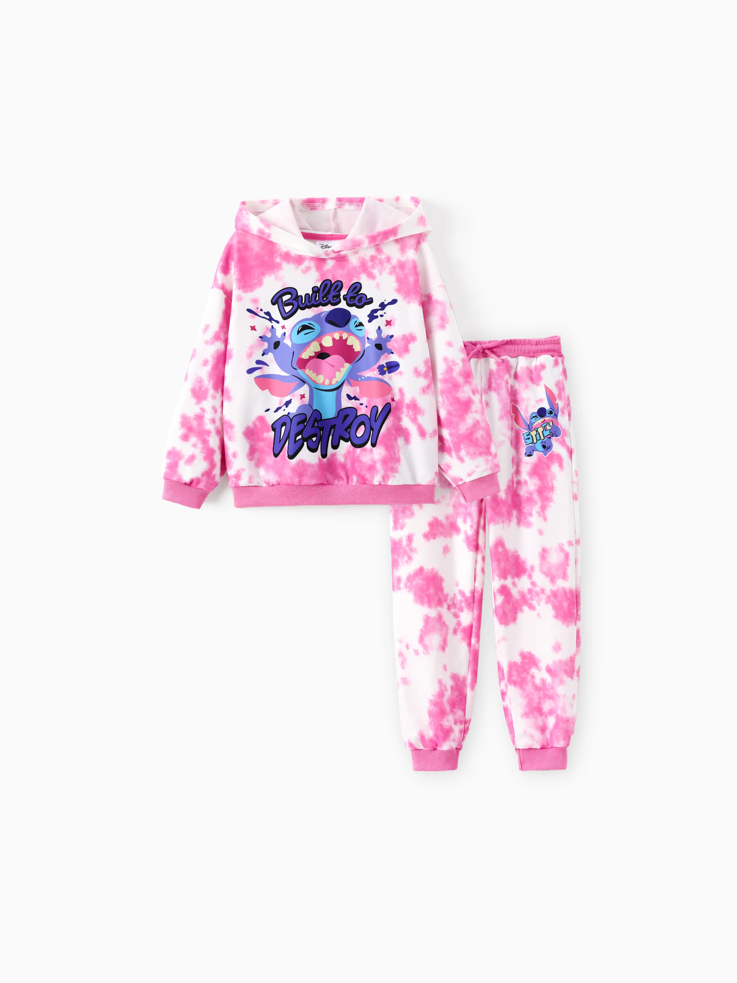 

Disney Stitch Kid Boy/Girl 2pcs Character Tie-dyed Pattern Hoodies And Pants Set