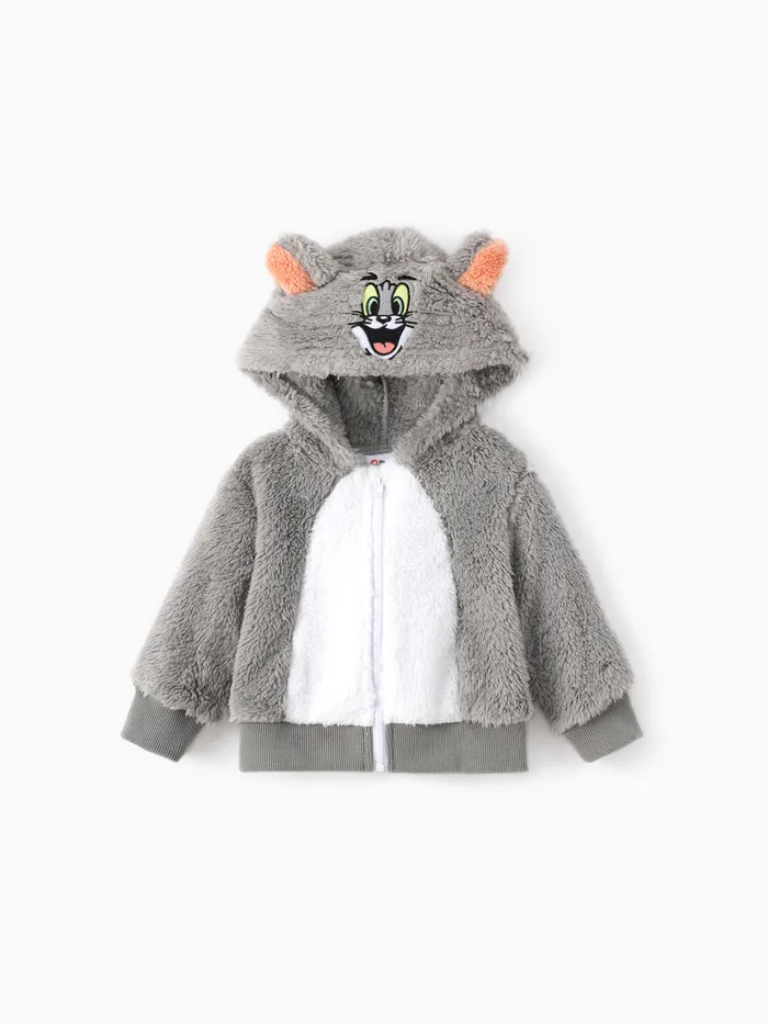 Tom and Jerry Baby/Toddler Character Embroidered Plush Hooded Coat With 3D Ears