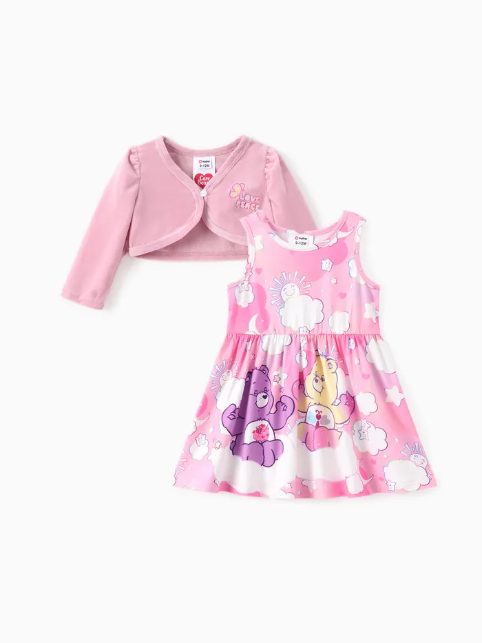 Care Bears Baby/Kleinkind Mädchen 2er Kleid und Samtjacke Set 