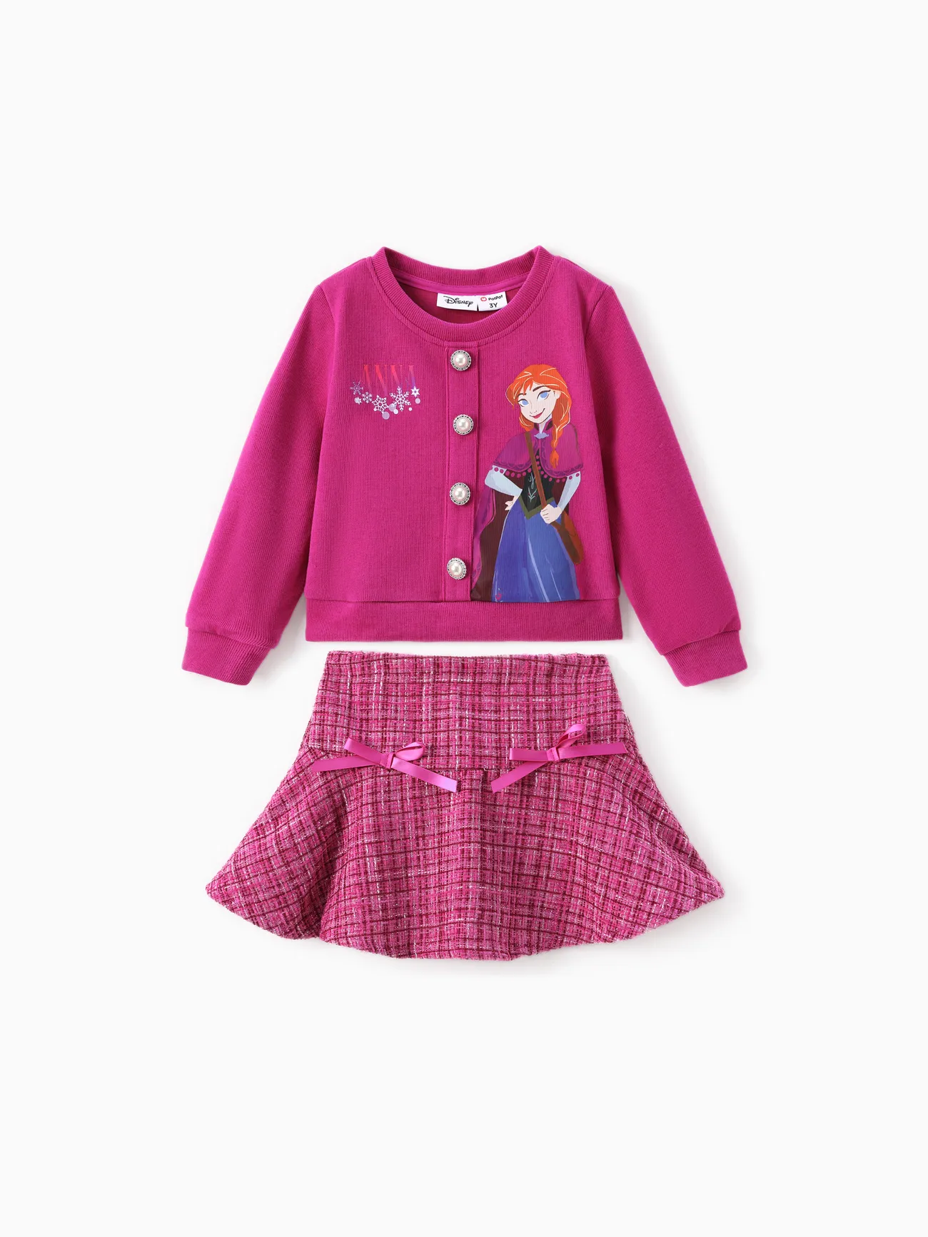 

Disney Frozen Toddler Girl 2pcs Elsa Cotton Top with Tweed Bowknot Skirt Set