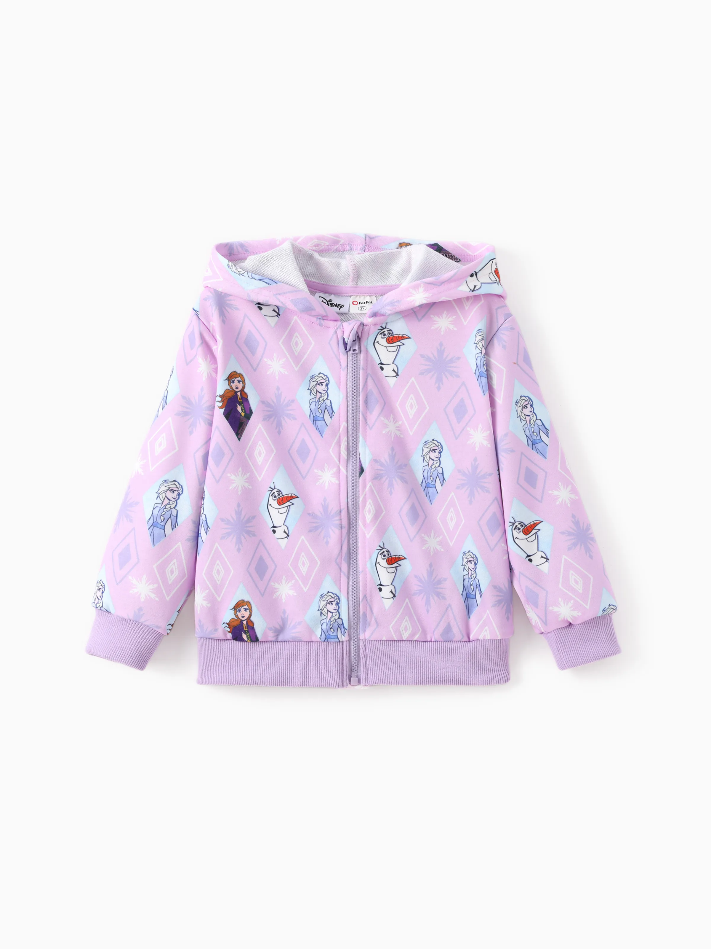 

Disney Frozen Toddler Girl 1pc Elsa Anna and Olaf Snowflake Allover Print Hooded Jacket