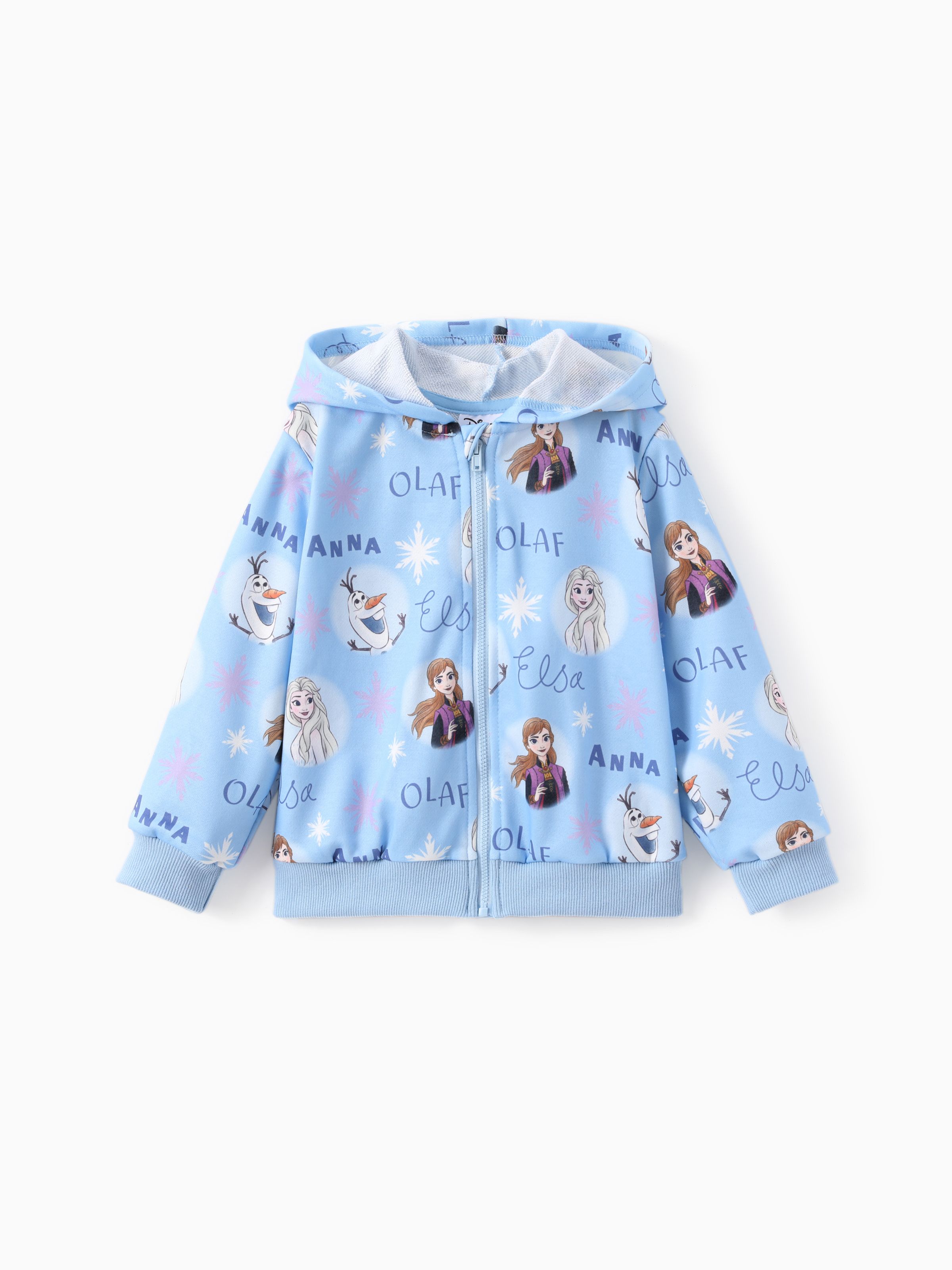 

Disney Frozen Toddler Girl 1pc Elsa Anna and Olaf Snowflake Allover Print Hooded Jacket