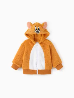 

Tom and Jerry Baby/Toddler Character Embroidered Plush Hooded Coat With 3D Ears