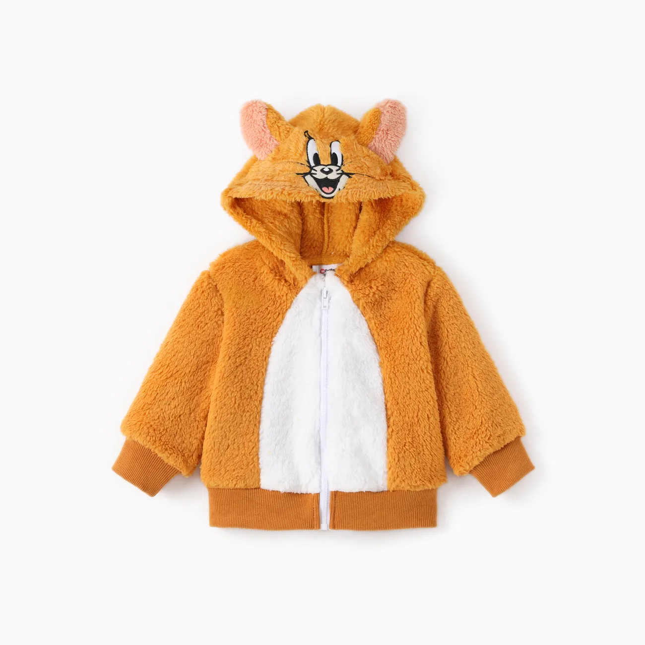 Tom and Jerry Baby/Toddler Character Embroidered Plush Hooded Coat With 3D Ears