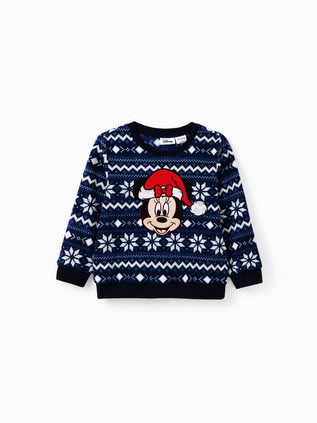 

Disney Mickey and Friends Christmas Family Matching Snowflake Character Print Plush Crew Neck Sweatshirt