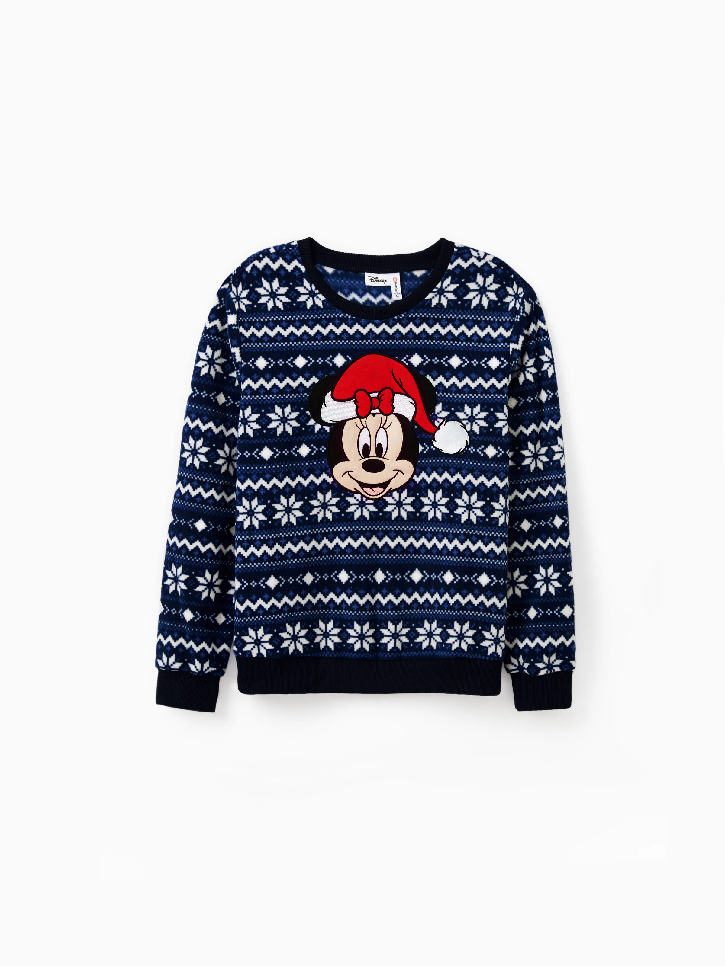 

Disney Mickey and Friends Christmas Family Matching Snowflake Character Print Plush Crew Neck Sweatshirt