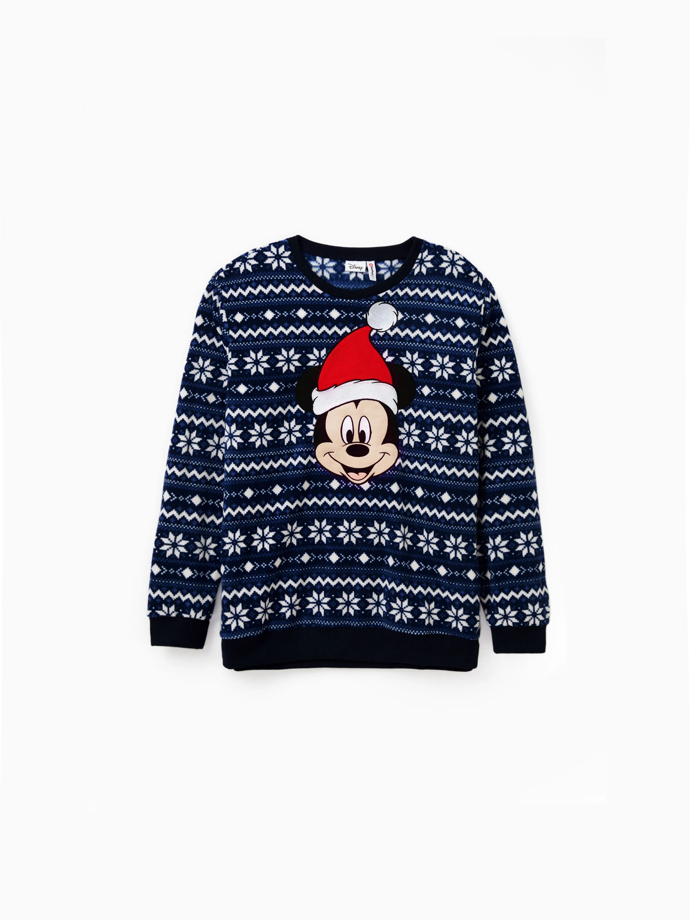 

Disney Mickey and Friends Christmas Family Matching Snowflake Character Print Plush Crew Neck Sweatshirt