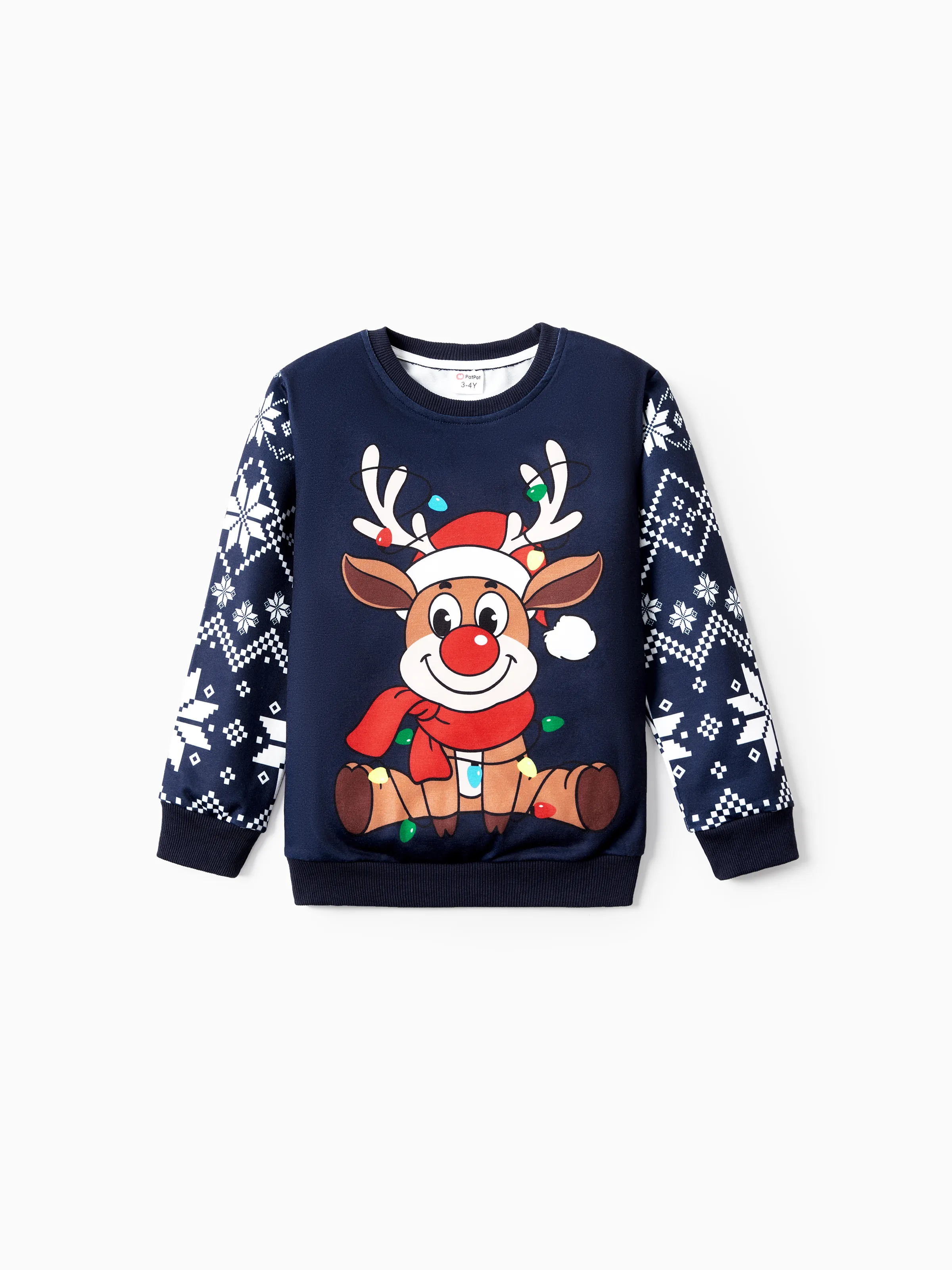 

Reindeer Sweatshirt Christmas Matching Family Outfits Red&Blue Colors (Long Sleeves)