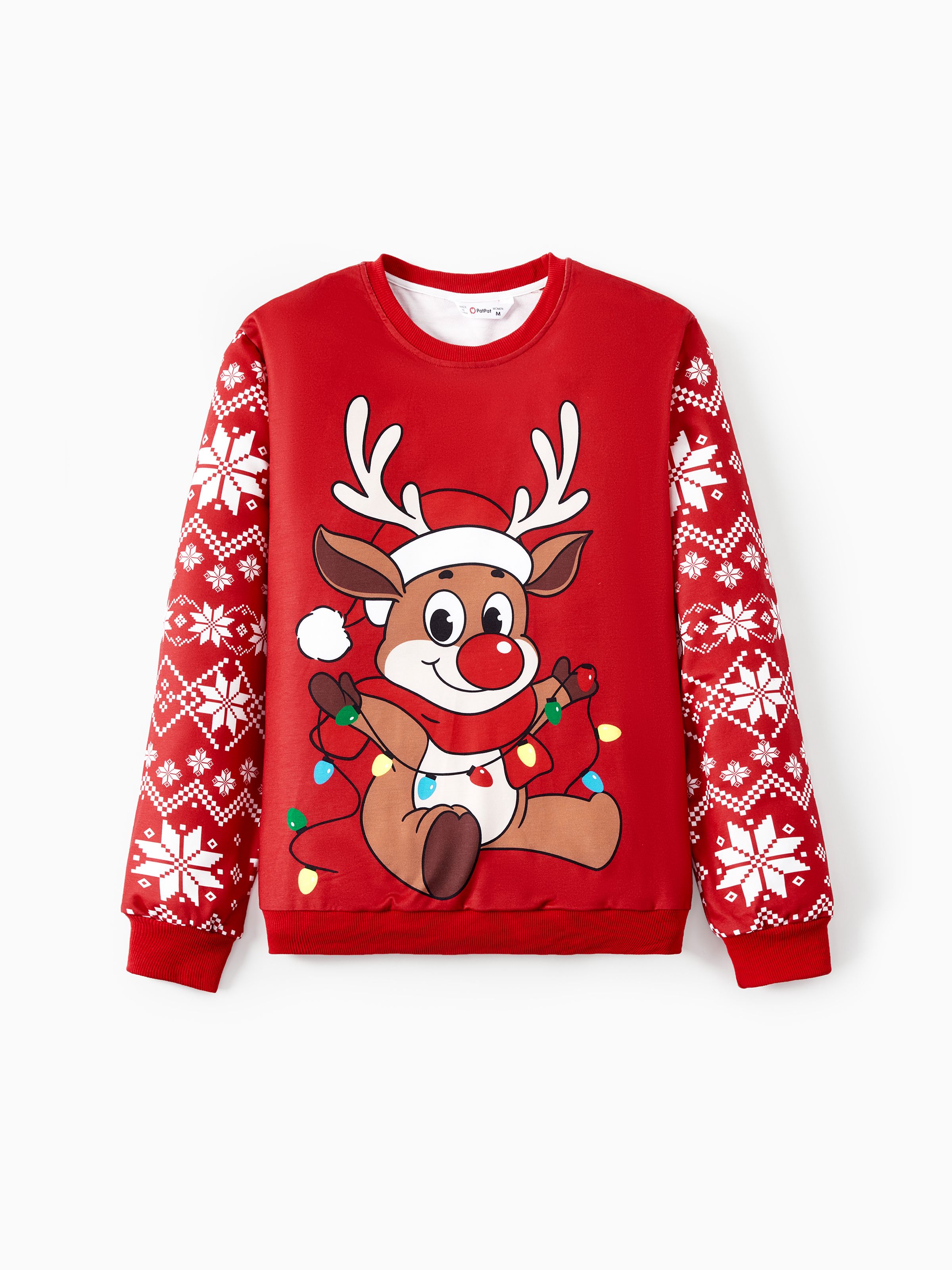 

Reindeer Sweatshirt Christmas Matching Family Outfits Red&Blue Colors (Long Sleeves)