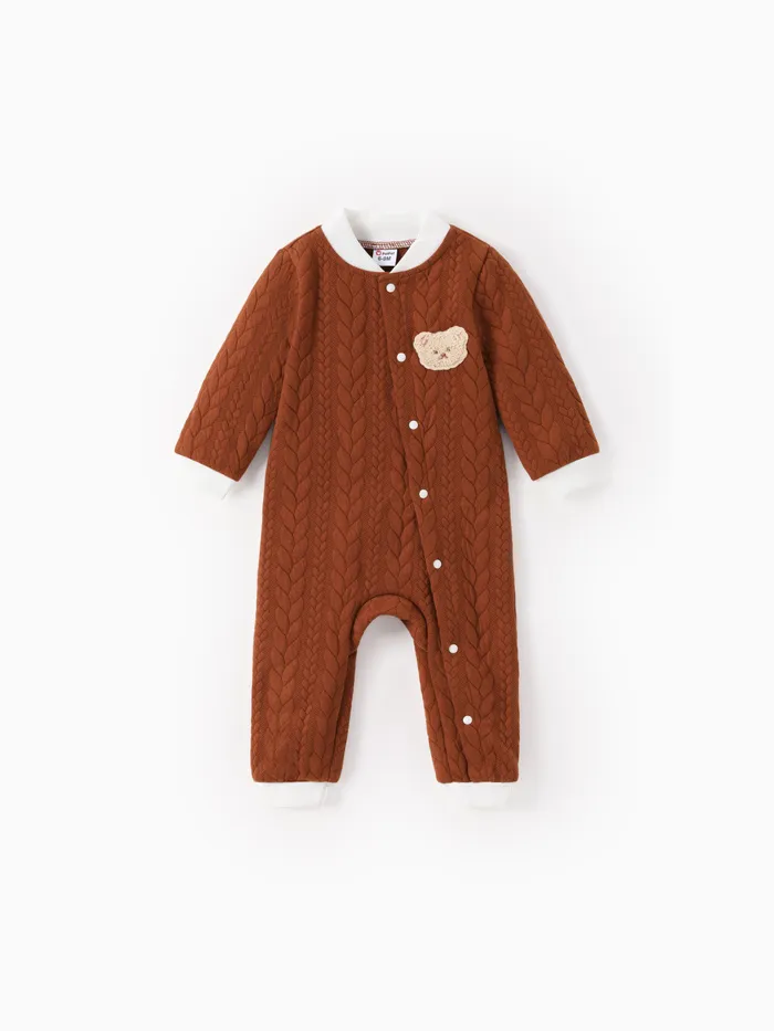 Baby Girl/Boy Bear Embroidered Knitted Jumpsuit 