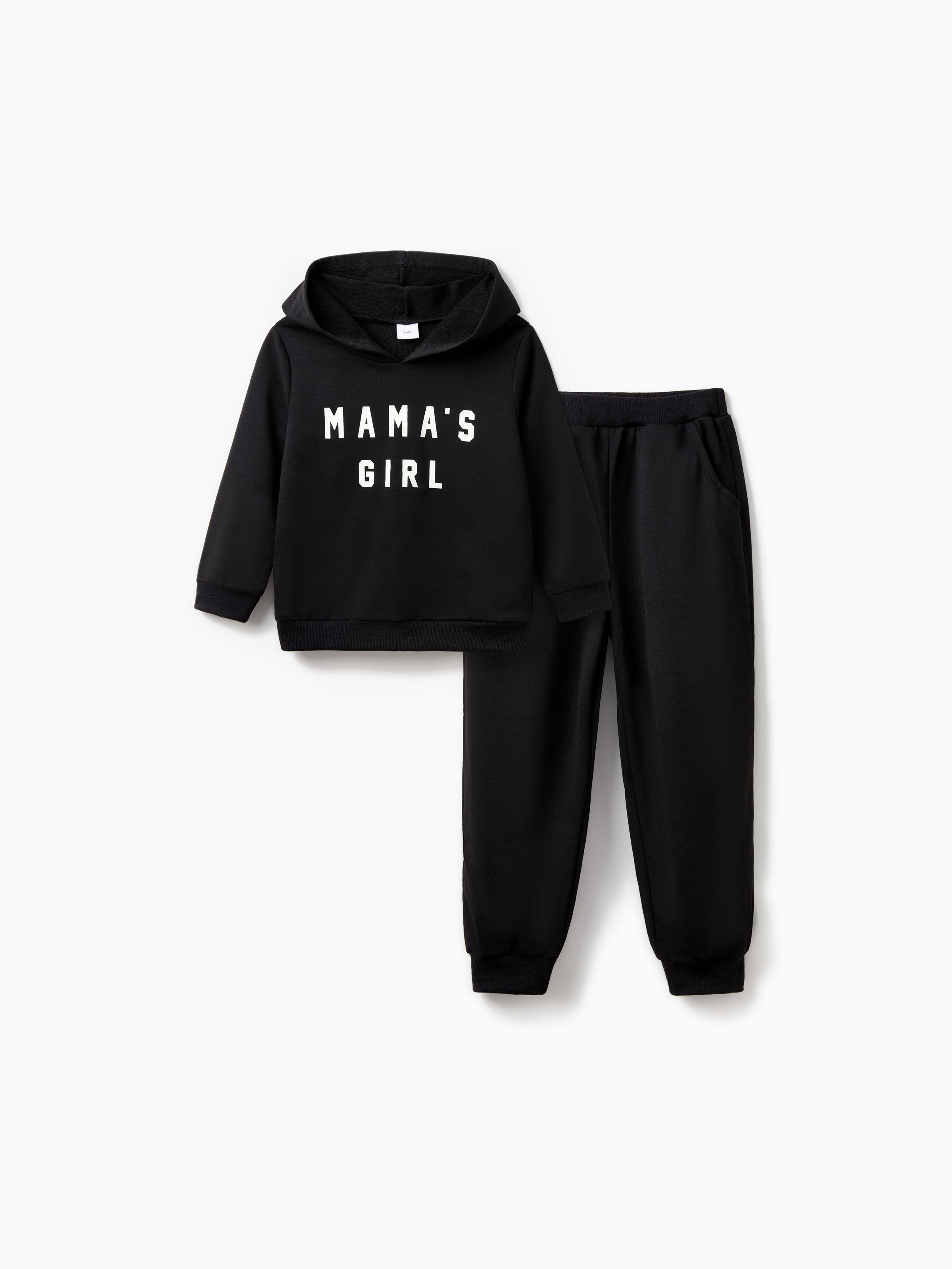 2pcs Toddler Girl Letter Print Luminous Black Hoodie Sweatshirt and Pants Set Only 18.99 PatPat UK Mobile