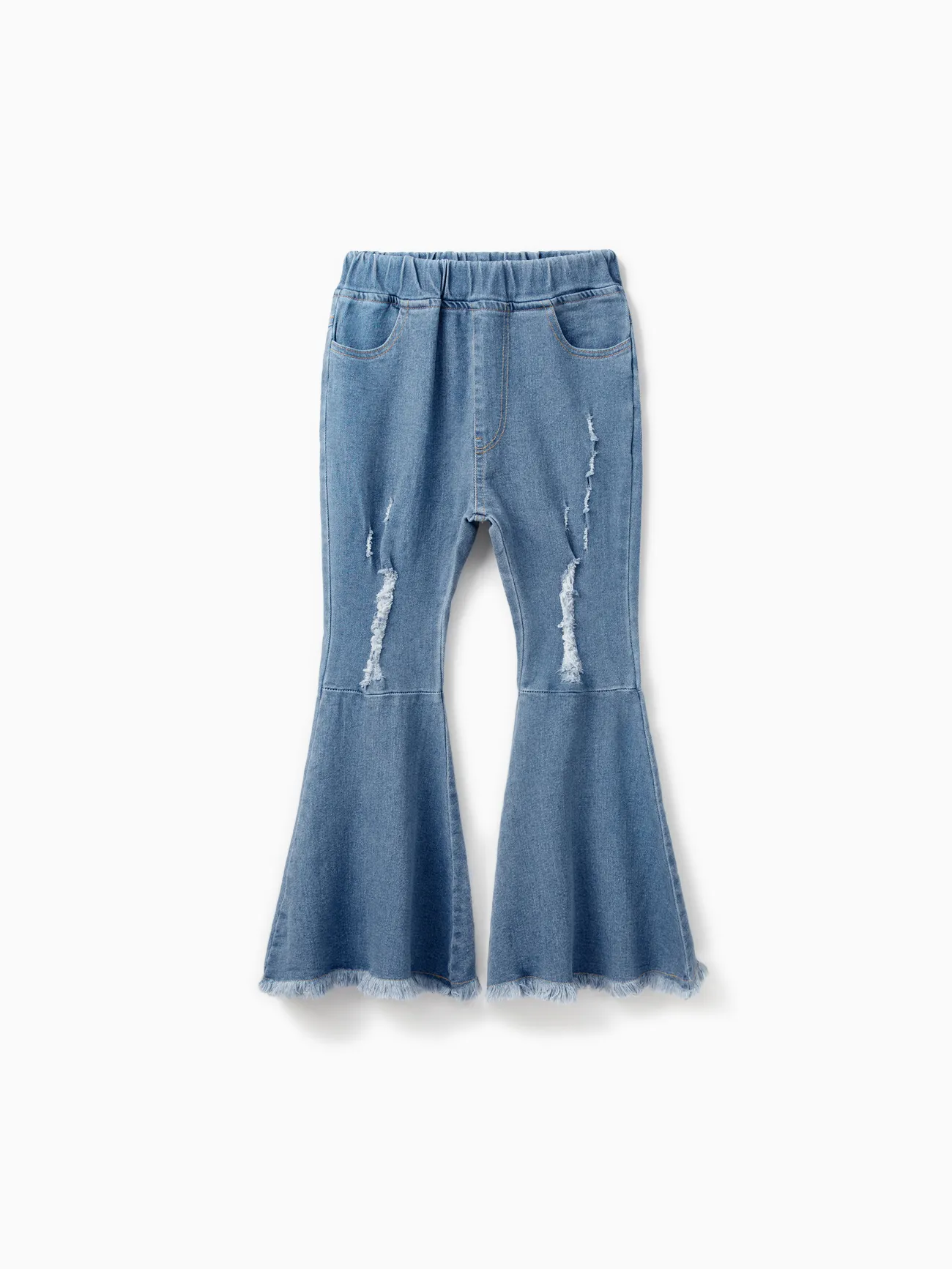 

Kid Girl Ripped Raw Hem Flare Jeans