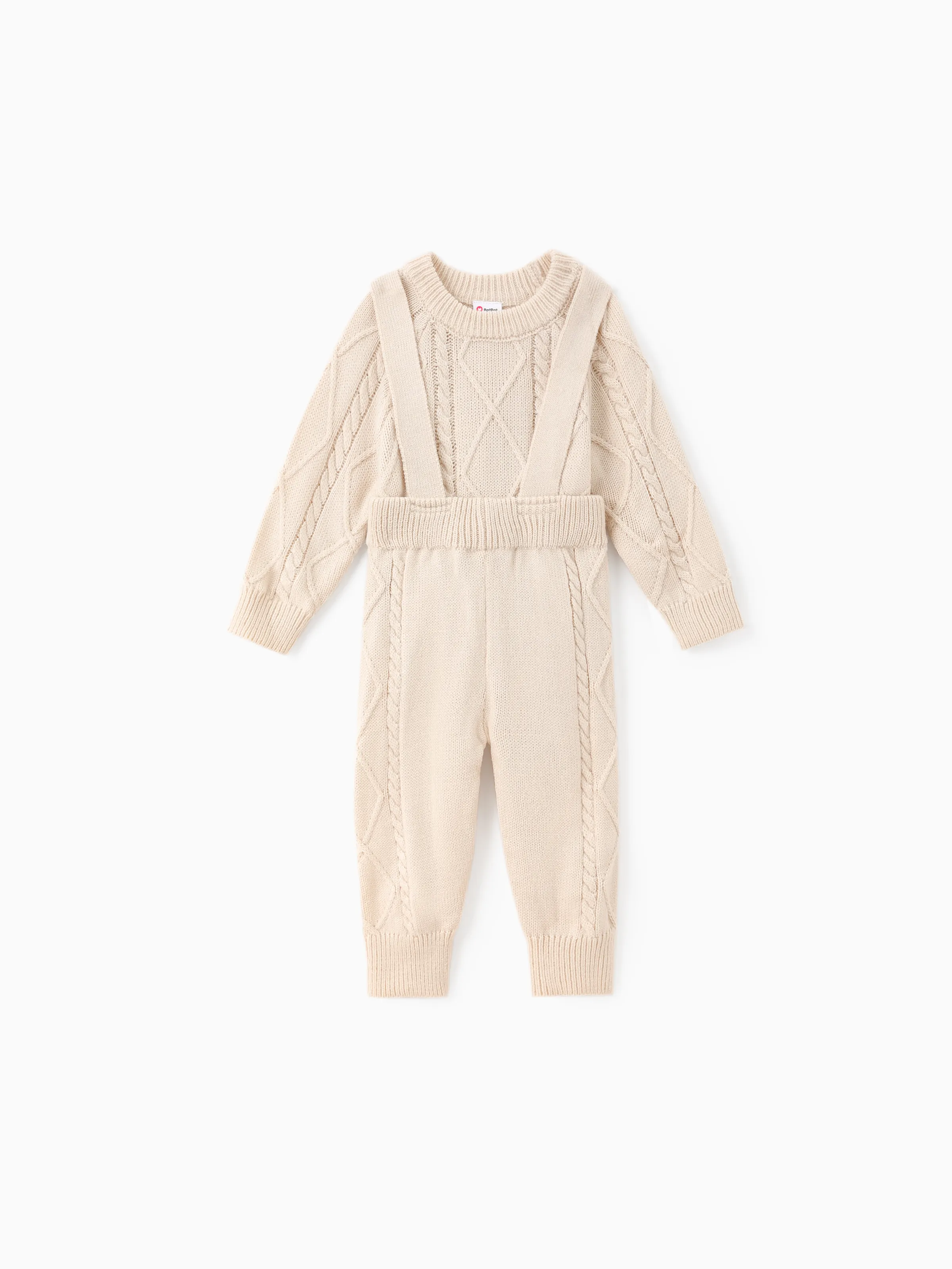 

Baby Baby/Girl 2pcs Textured Sweater and Overalls Set