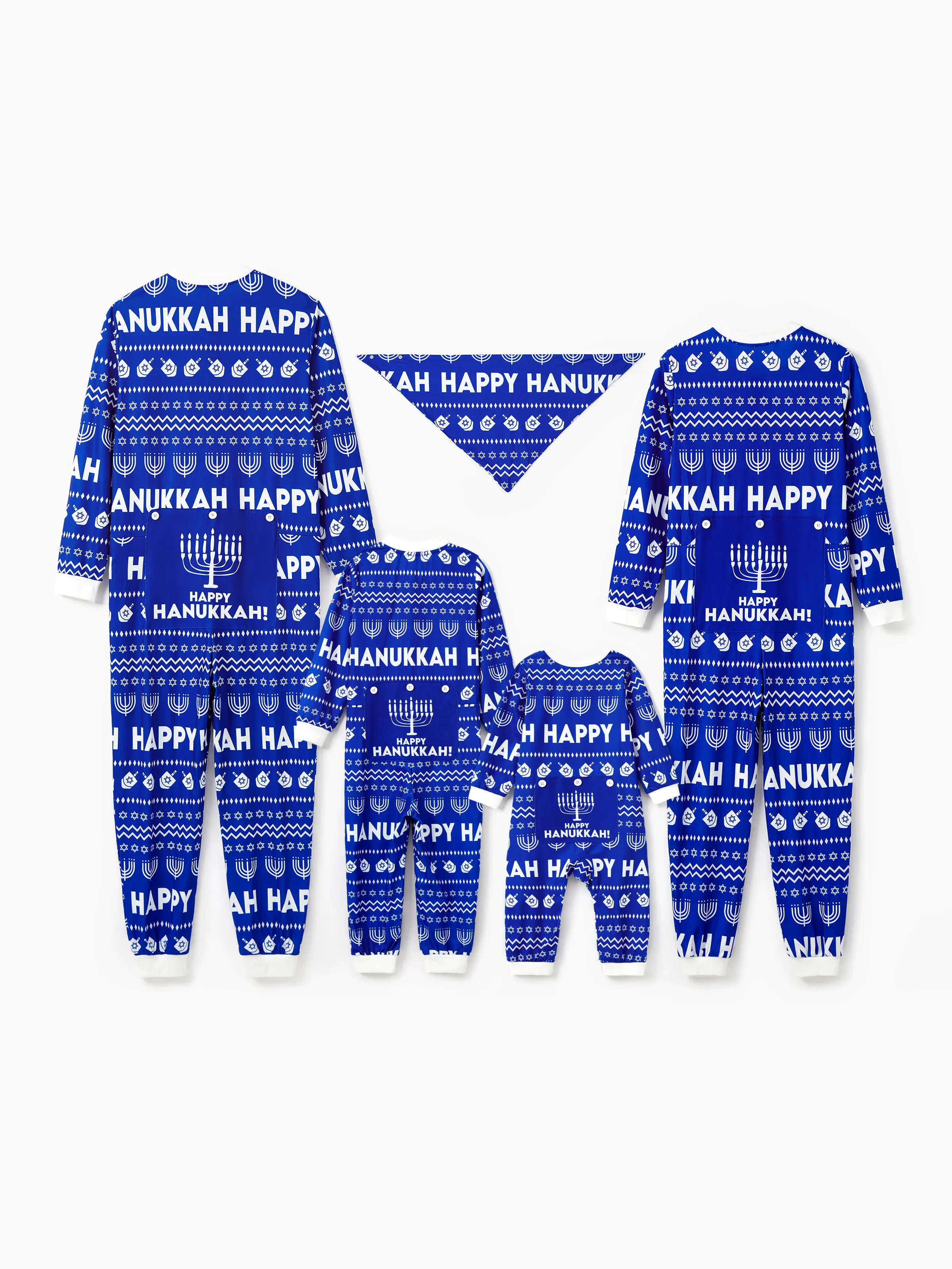 Pigiama Hanukkah Tutine blu con motivo allover Abiti da famiglia abbinati