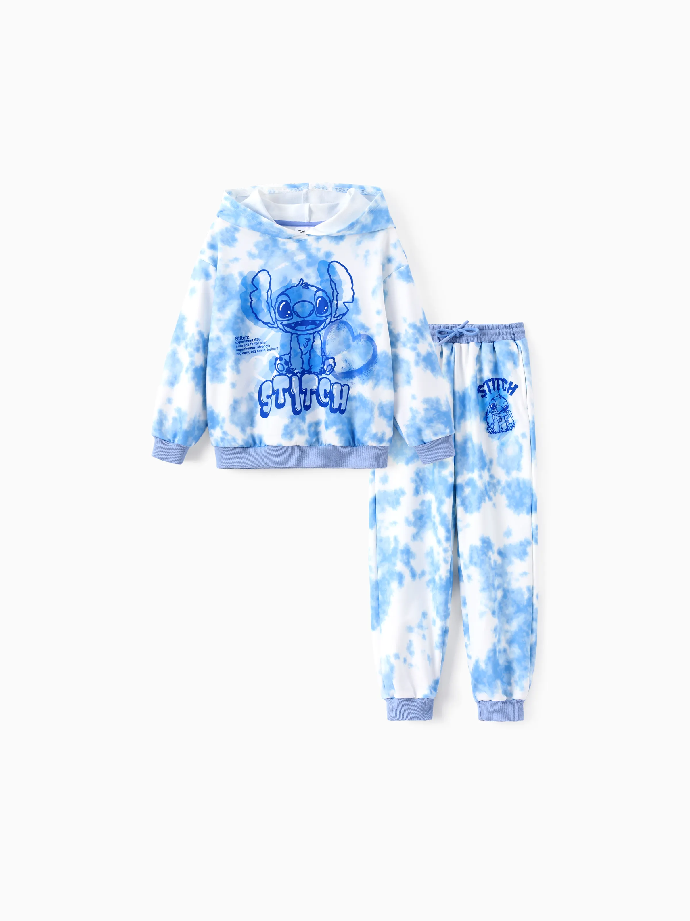 

Disney Stitch Kid Boy/Girl 2pcs Character Tie-dyed Pattern Hoodies And Pants Set