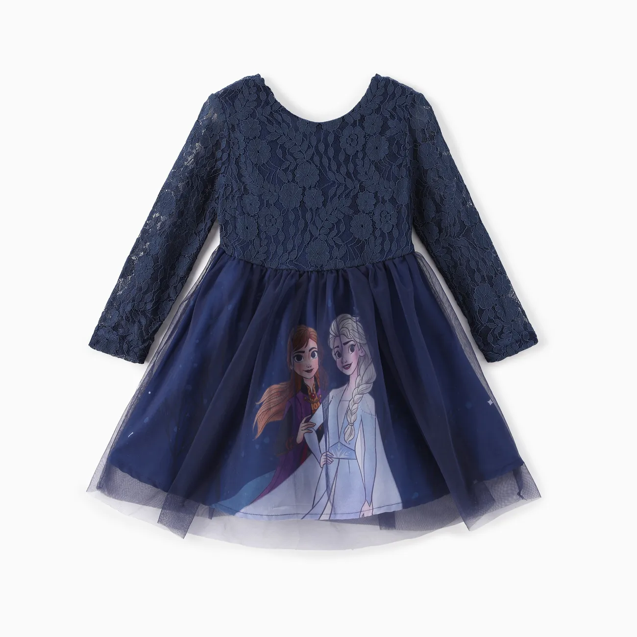 

Disney Frozen Toddler Girl 1pc Elsa Lace Bowknot Mesh Long-sleeve Dress