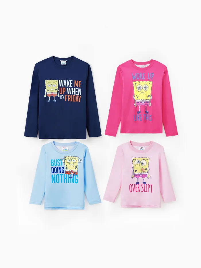 SpongeBob SquarePants Family matching 1pc Character Letter Print Top 
