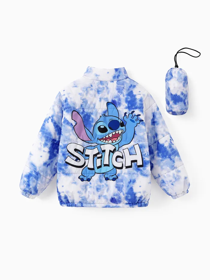 Disney Stitch Kid Boy 2pcs Character Print  Jacket Coat With Storage Bag