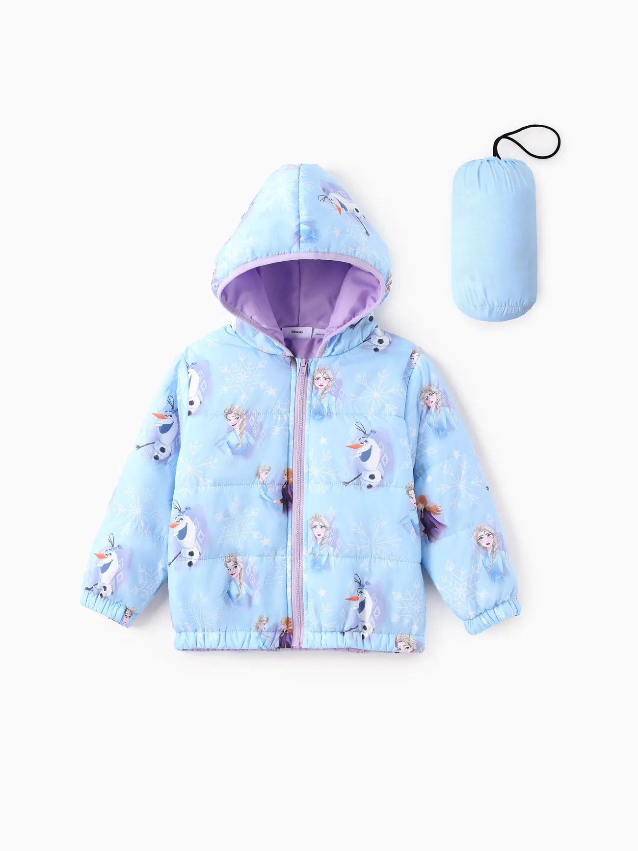 

Disney Frozen Toddler Girl 2pcs Elsa And Anna Gradient/Snowflakes Print Hooded Jacket Coat With Storage Bag