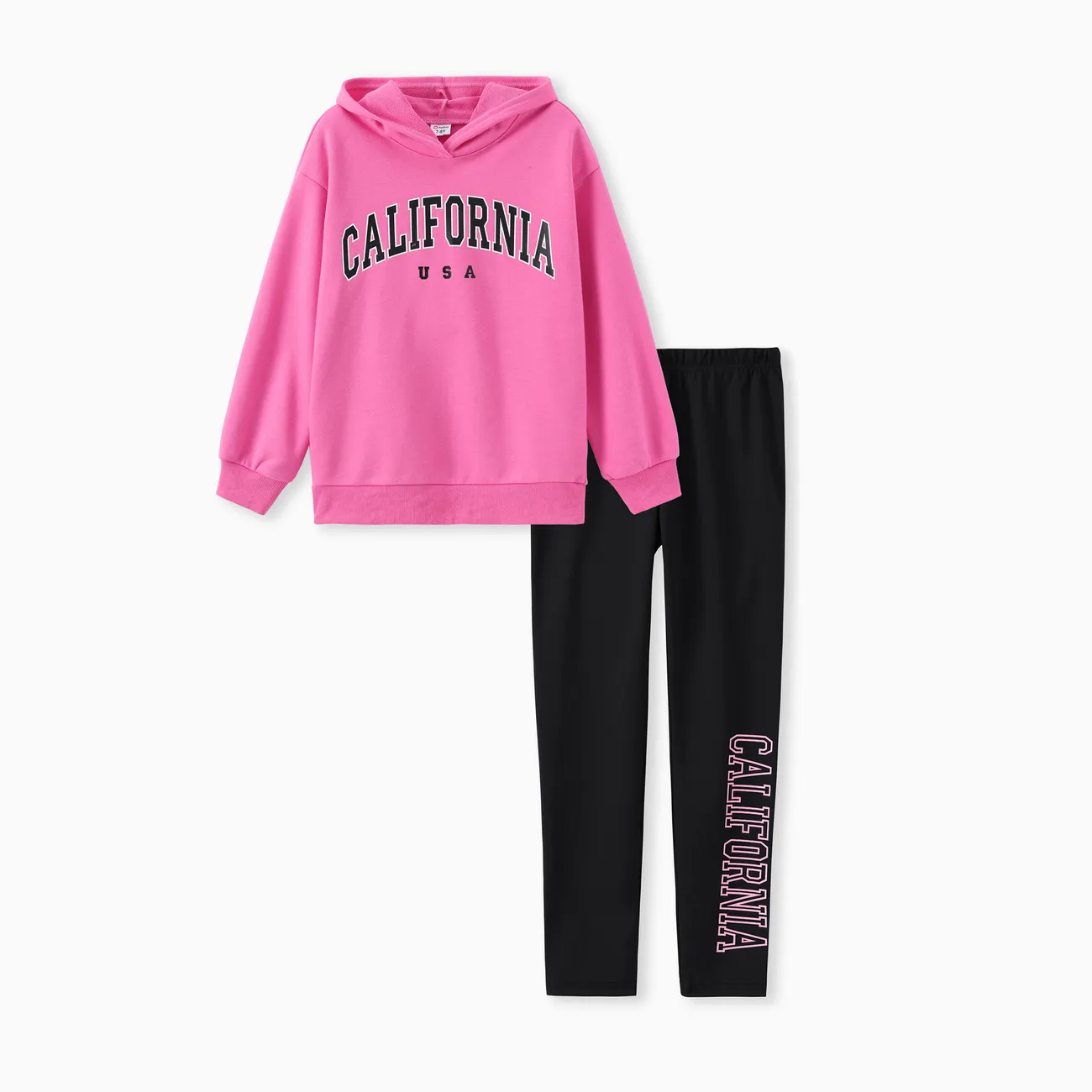 Kid Girl 2pcs Letter Hooded Sweatshirt and Leggings Set