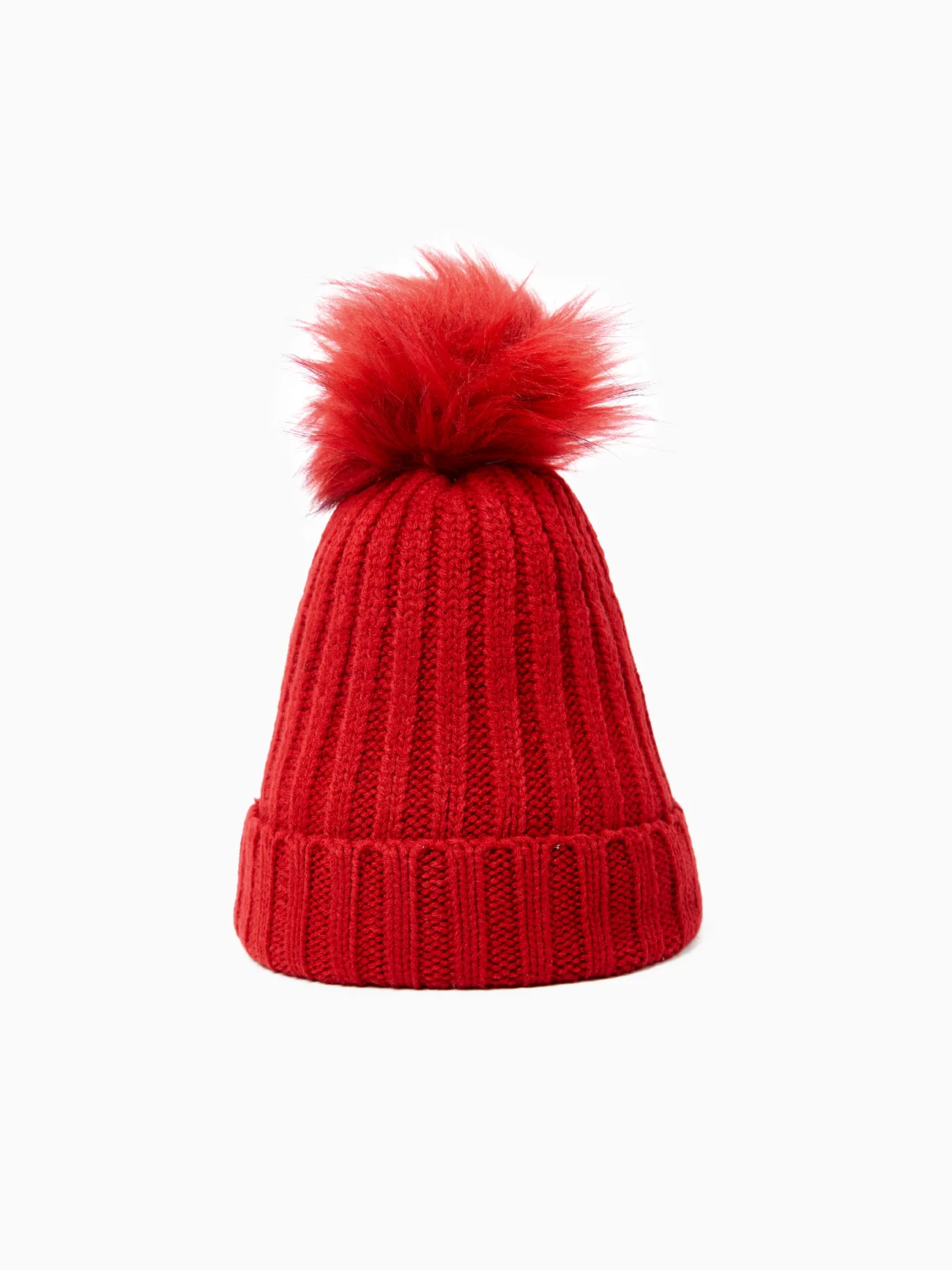 

Red Christmas Hat Matching Family Cute Fleece-lining Knitted Hat for Mom and Daughter