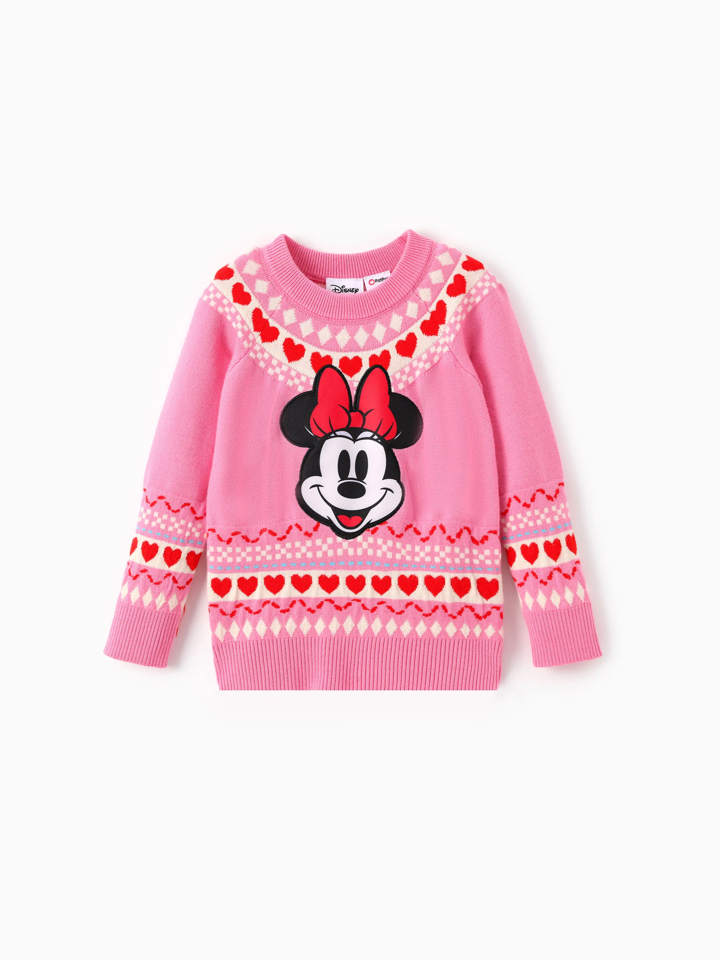 

Disney Mickey and Friends Toddler Girl 1pc Cotton Minnie Mouse Heart Pattern Long-sleeve Knitwear