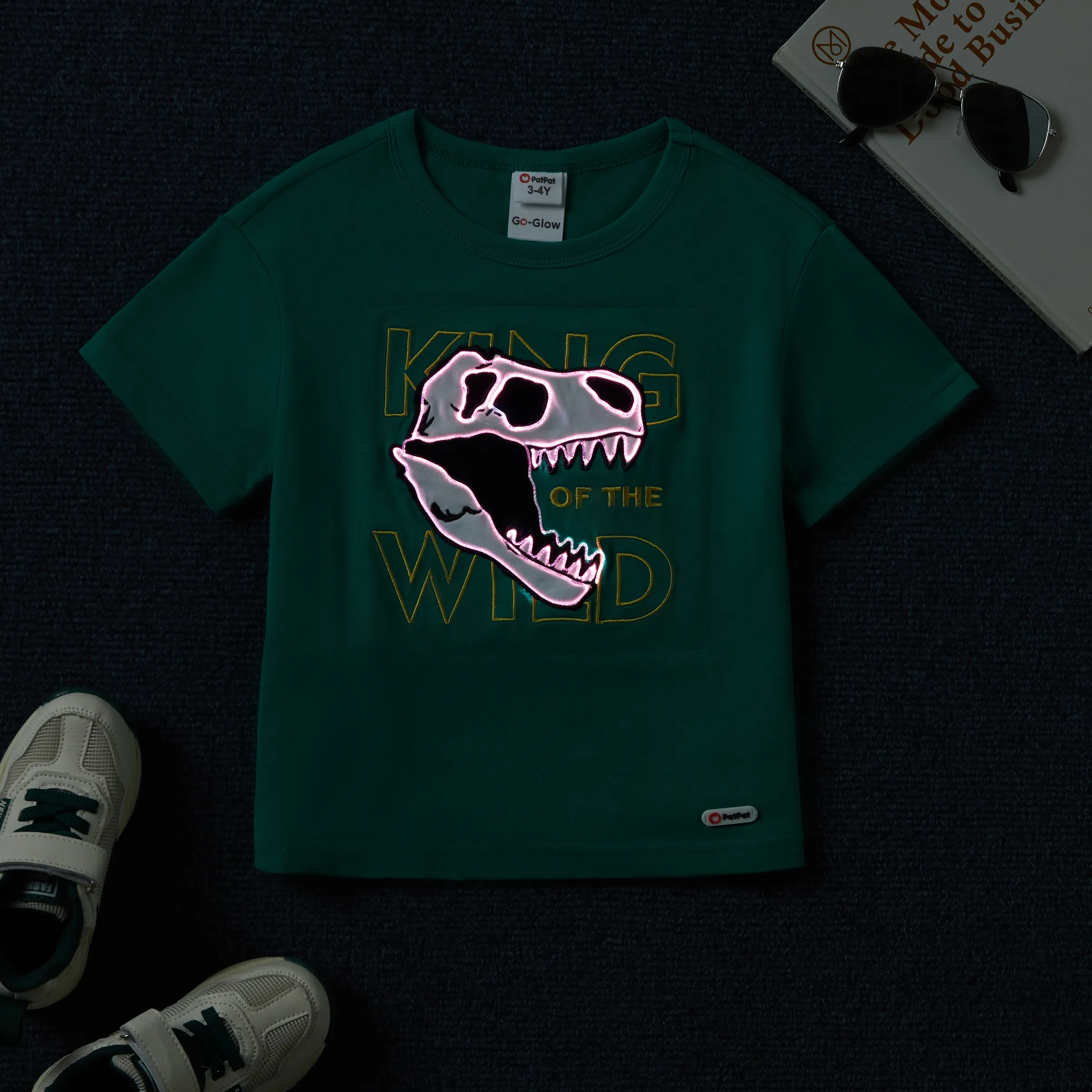 Go-Glow Illuminating T-shirt with Light Up Dinosaur Skull Pattern Including Controller (Built-In Battery) Green big image 8