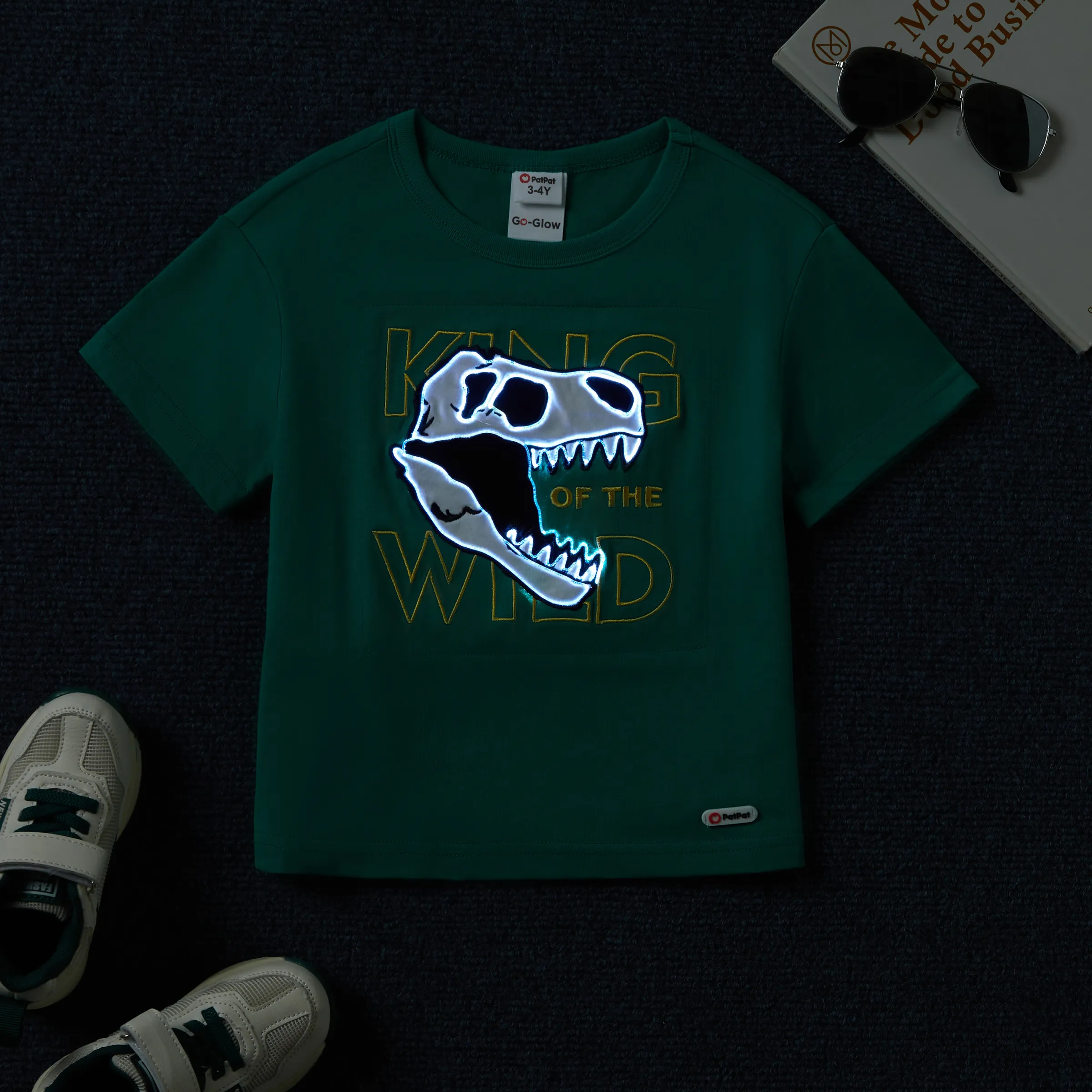 Go-Glow Illuminating T-shirt with Light Up Dinosaur Skull Pattern Including Controller (Built-In Battery) Green big image 7