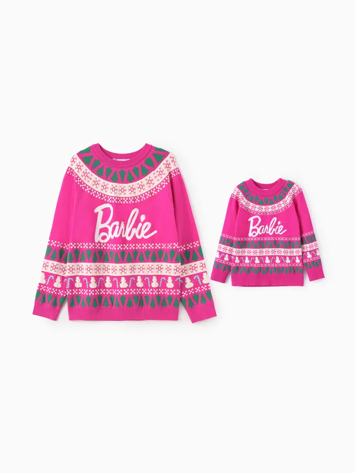 Barbie Mommy And Me 1pc  Cotton Christmas Tree Snowman Pattern Knitwear 