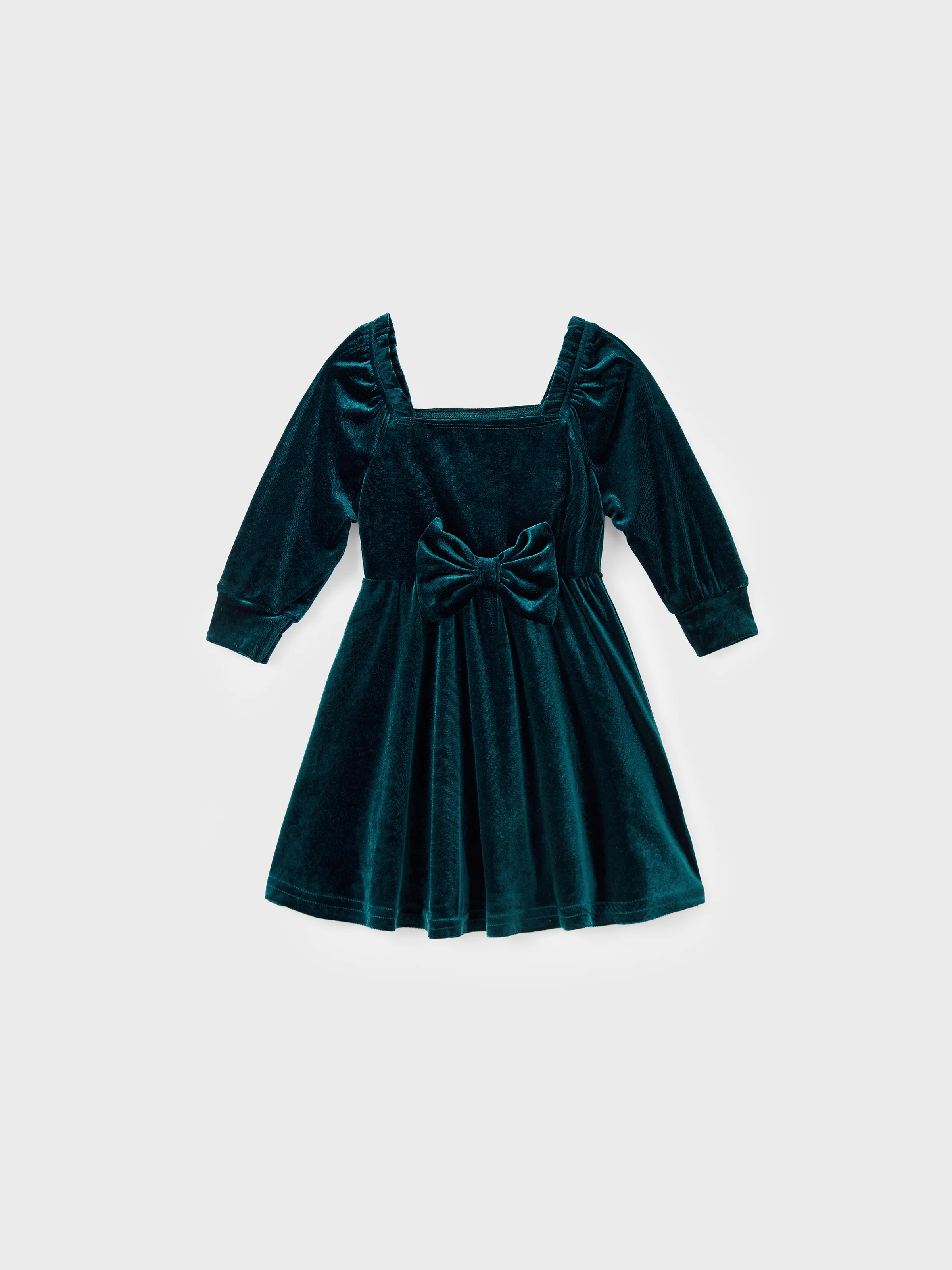 

Dark Green Matching Family Outfits Bowknot Bardot Dress or Formal Shirt