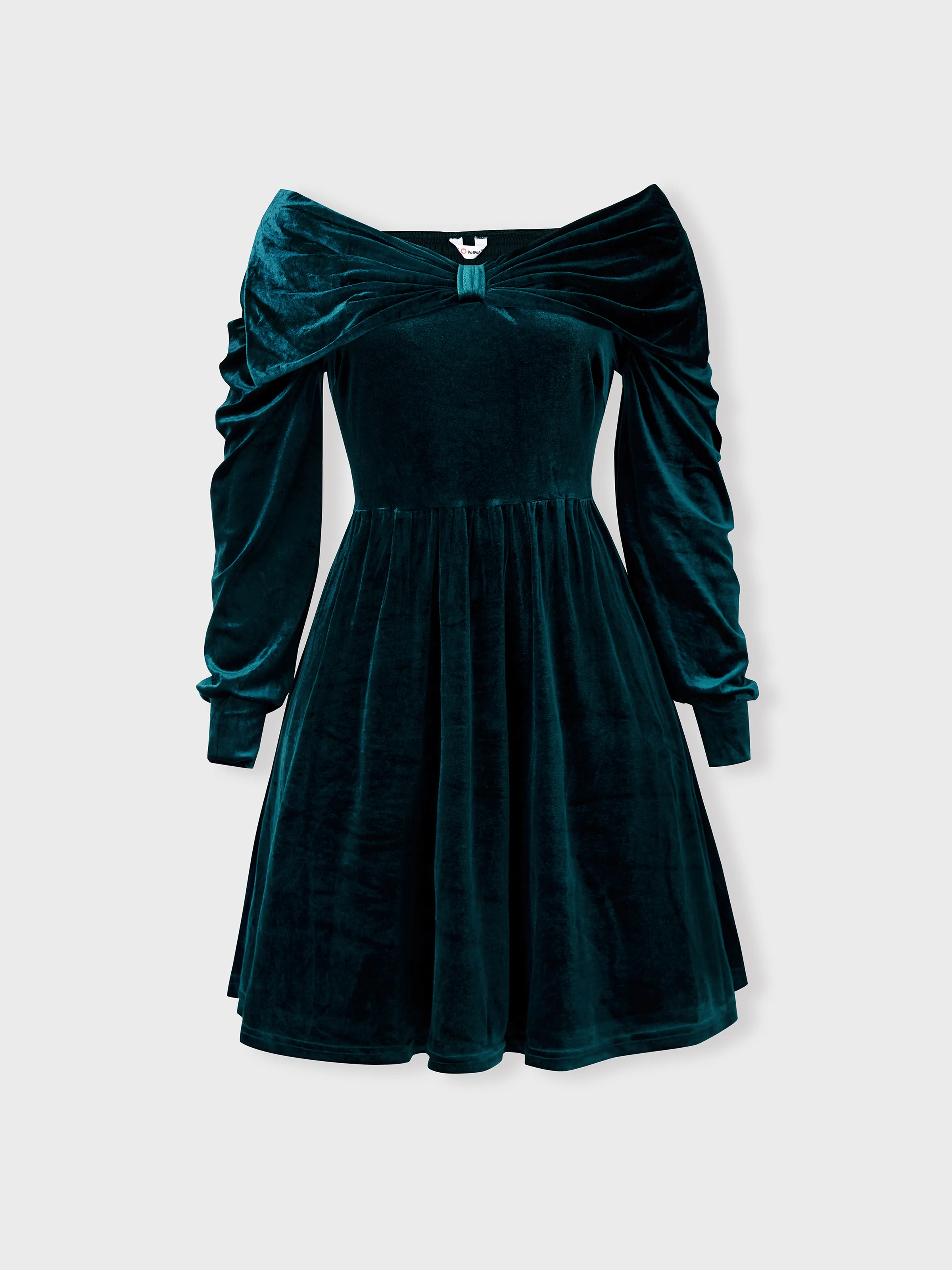 

Dark Green Matching Family Outfits Bowknot Bardot Dress or Formal Shirt