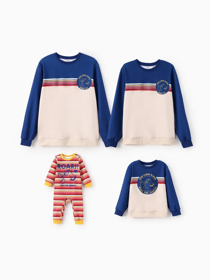 Disney Lion King Family matching 1pc Simba Striped Pattern Colorblock Sweatshirt/Jumpsuit 