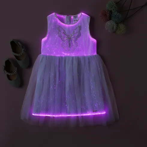 Go-Glow Light Up White Party Dress With Sequined Butterfly Including Controller (Built-In Battery) undefined big image 7