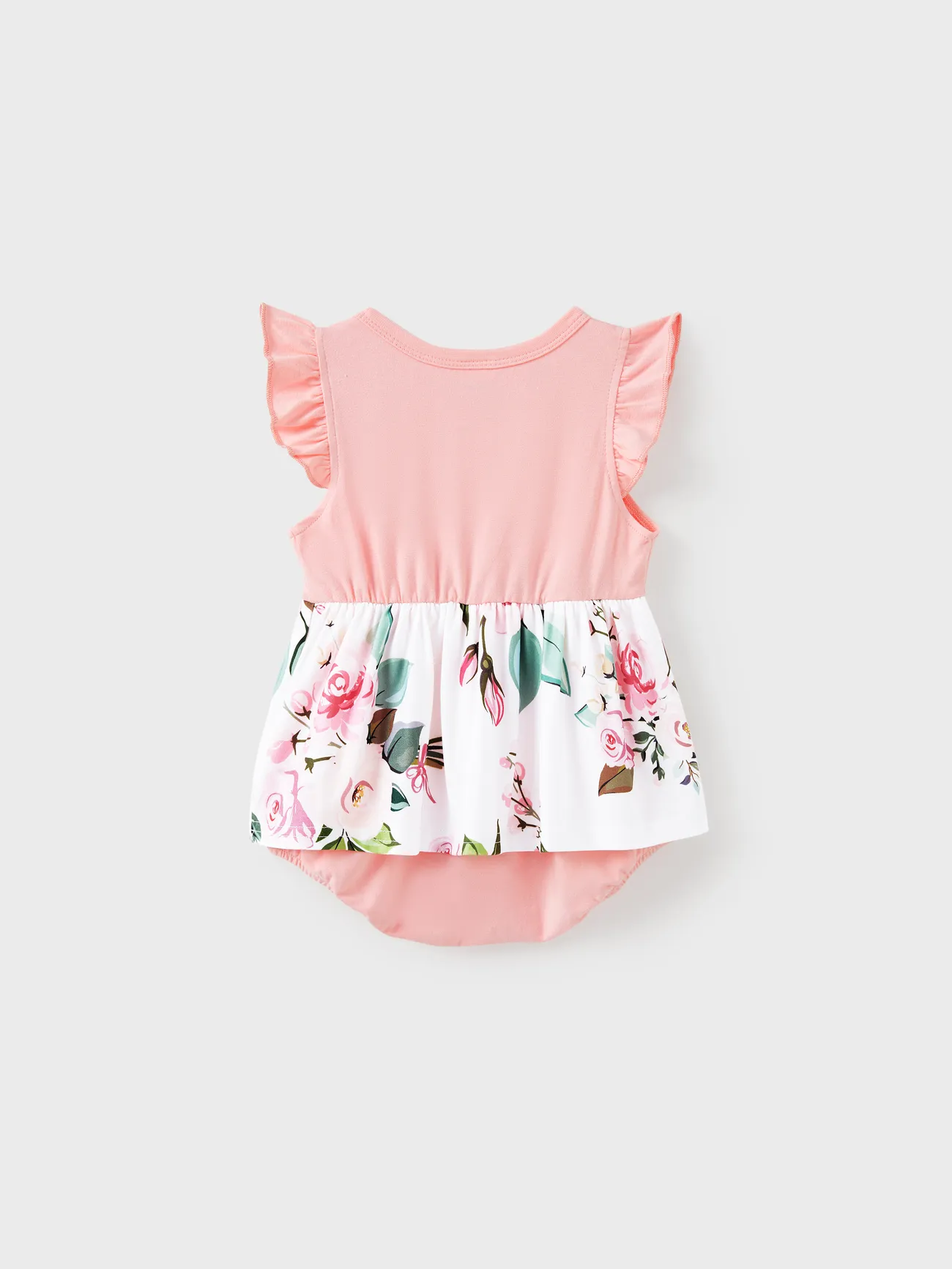 Baby Girl - Family Matching Pink Sleeveless Splicing Floral Print Midi Dresses and Colorblock Short-sleeve Polo Shirts Sets - Pink - image 13