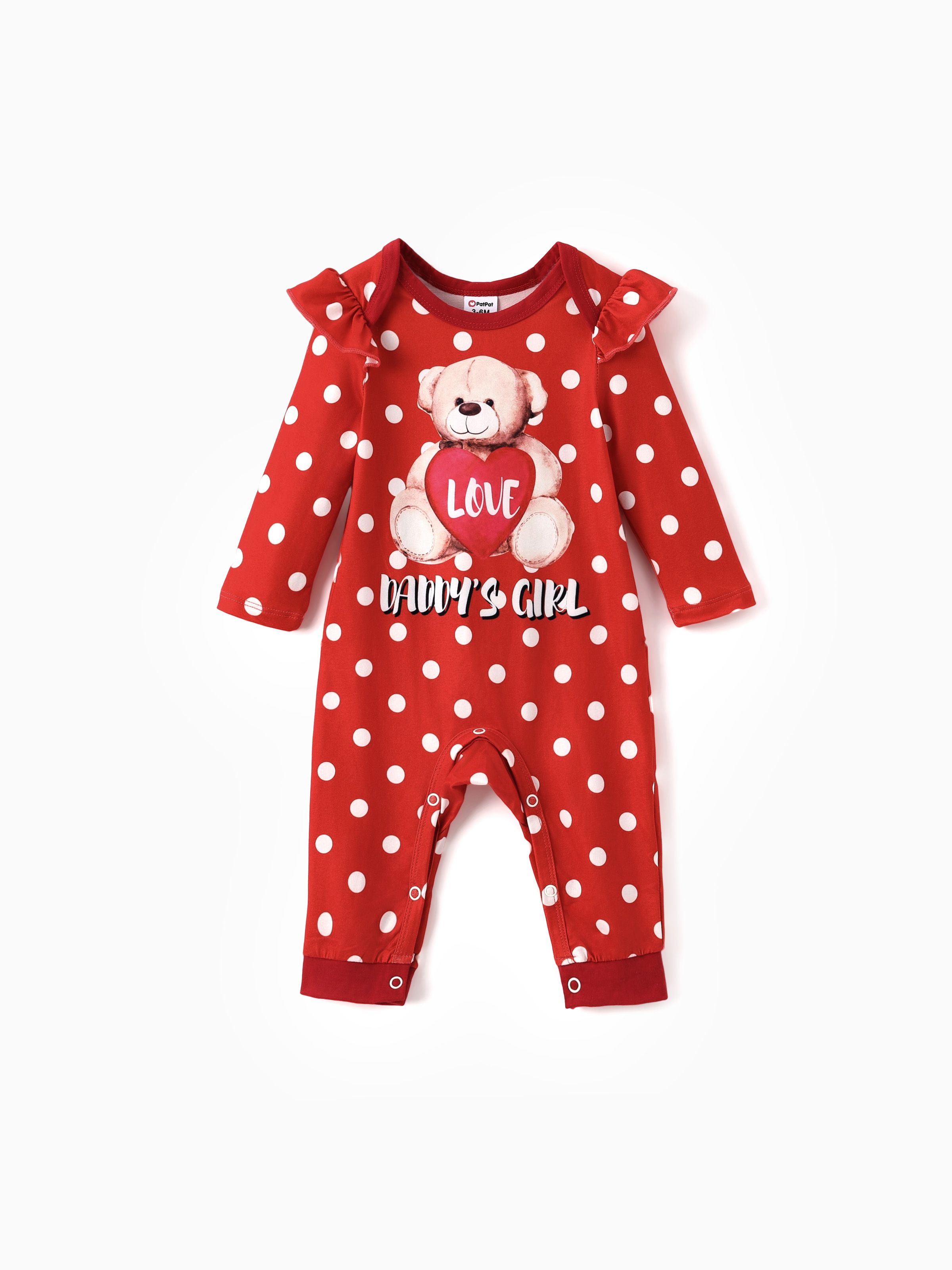 Valentine s Day Baby Girl Sweet Bear and Polka Dot Print Jumpsuit Only 14.99 PatPat US Mobile