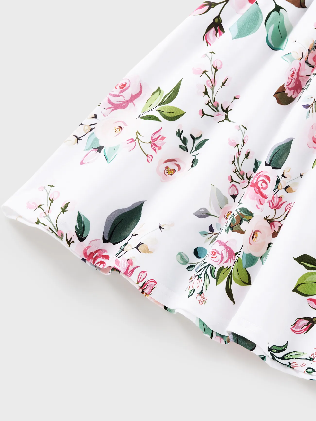 Girl - Family Matching Pink Sleeveless Splicing Floral Print Midi Dresses and Colorblock Short-sleeve Polo Shirts Sets - Pink - image 11