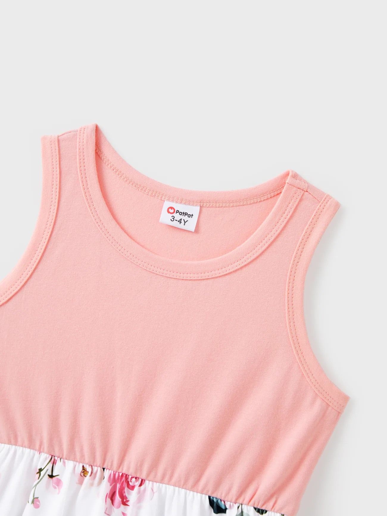 Girl - Family Matching Pink Sleeveless Splicing Floral Print Midi Dresses and Colorblock Short-sleeve Polo Shirts Sets - Pink - image 9