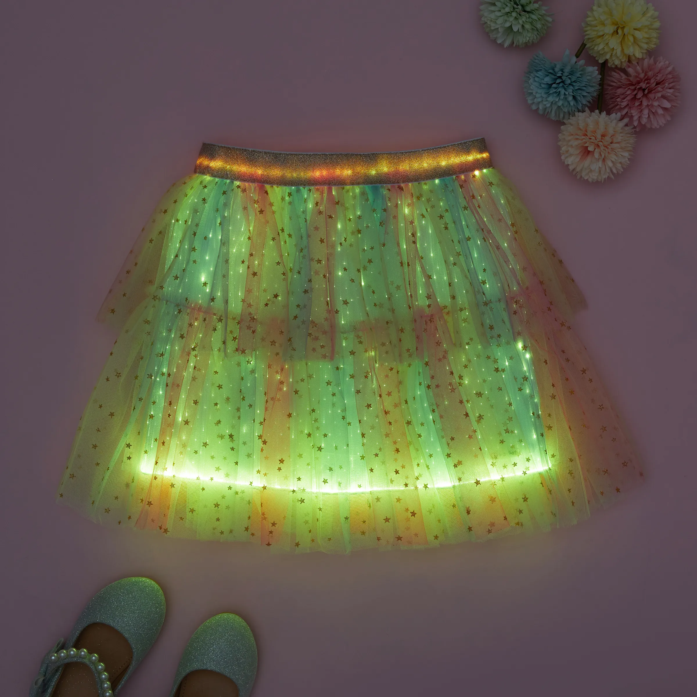 Go-Glow Light Up Colorful Skirt with Star Glitter Including Controller (Built-In Battery) Multi-color big image 11