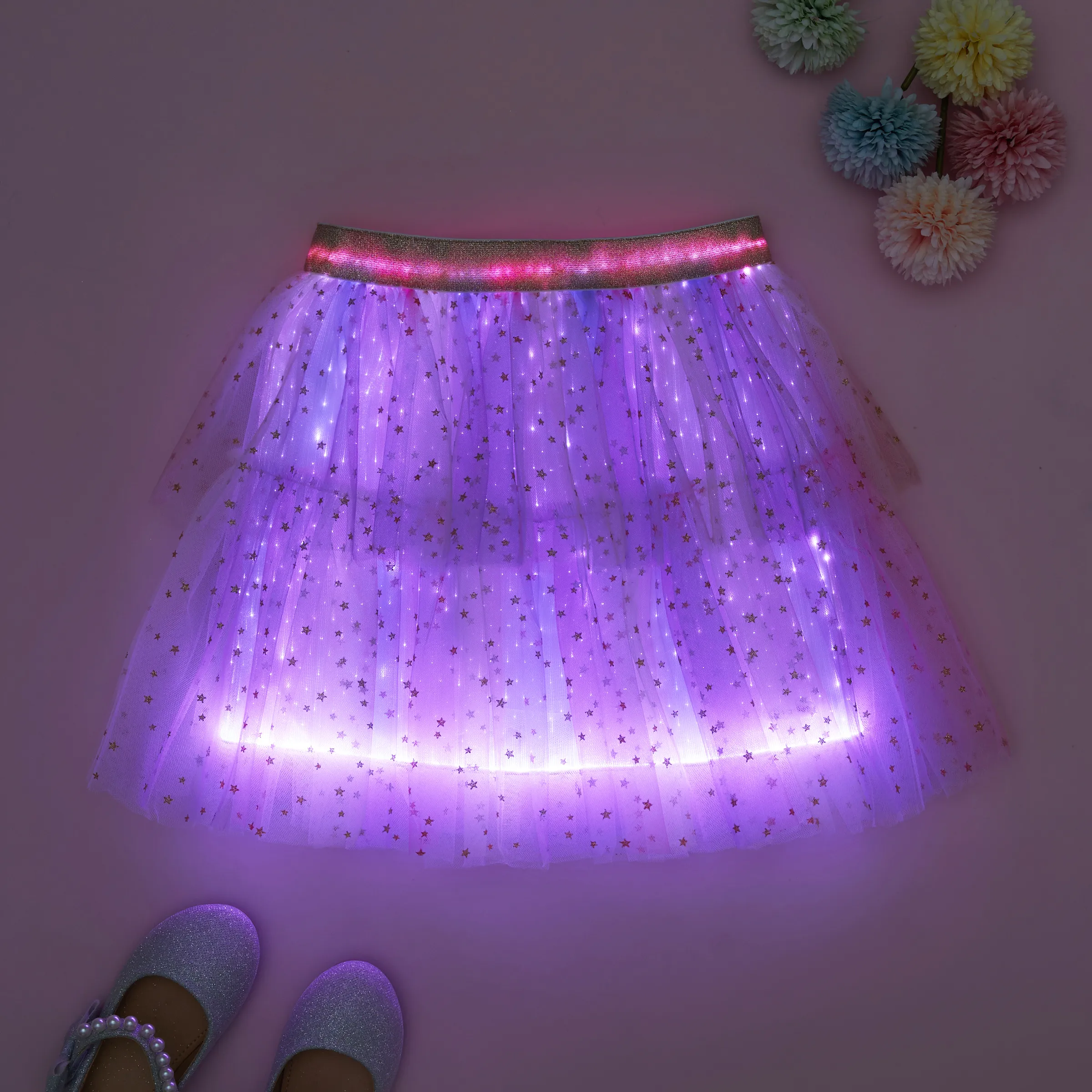 Go-Glow Light Up Colorful Skirt with Star Glitter Including Controller (Built-In Battery) Multi-color big image 9